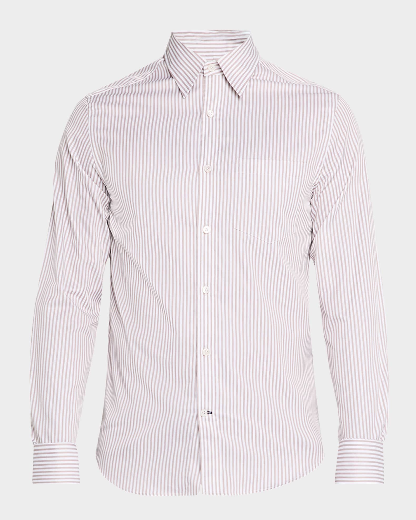 Men's Cotton Twill Stripe Sport Shirt 0