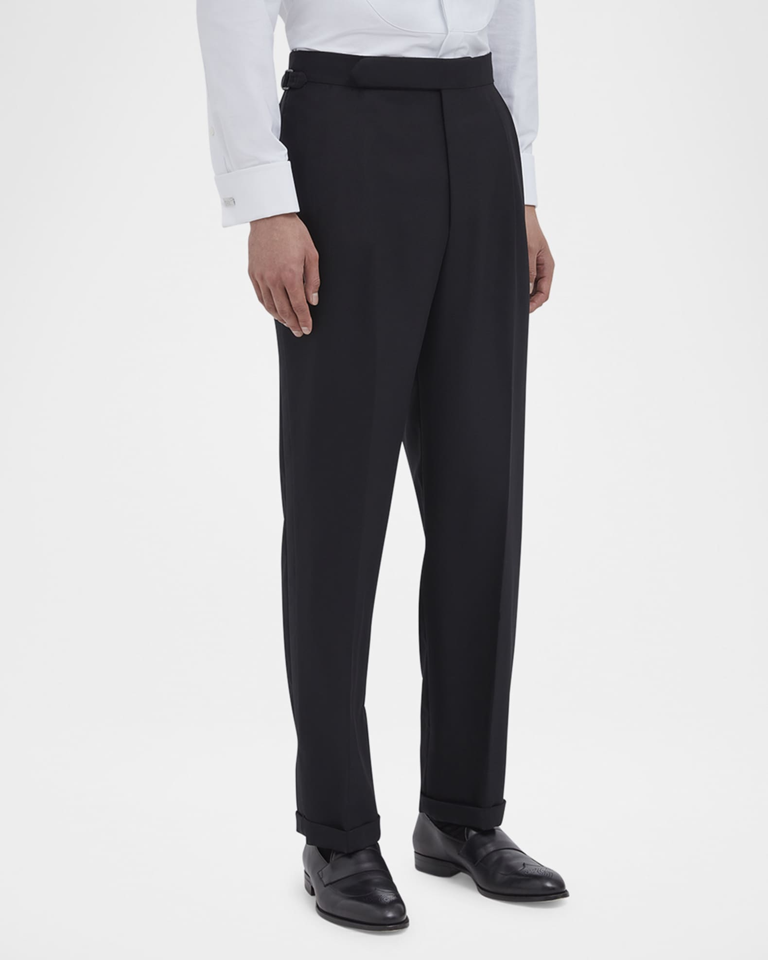 Men's Barathea Wool Flat Front Trousers 1