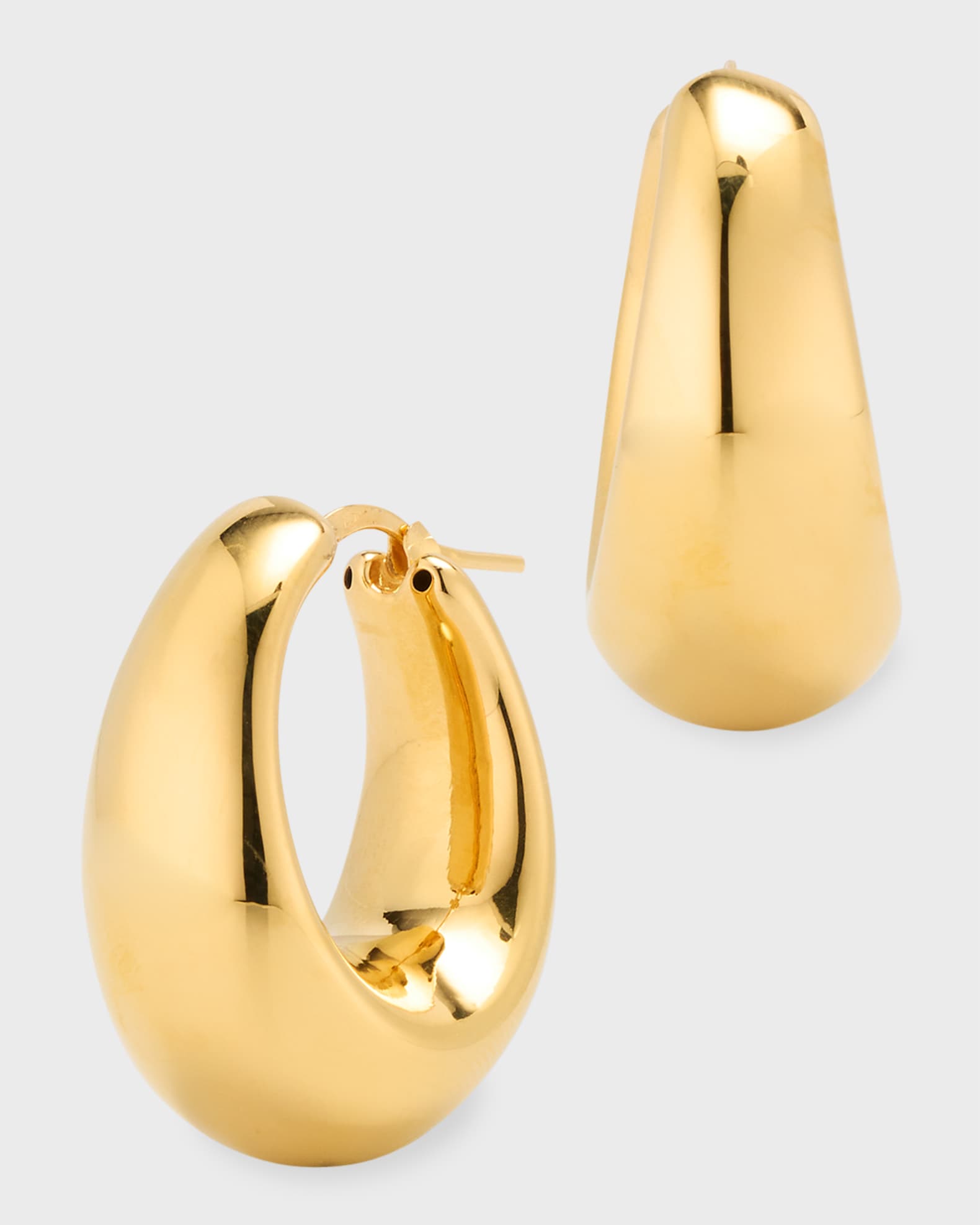 Golden Dreams 18K Yellow Gold Oval Puff Hoop Earrings 0