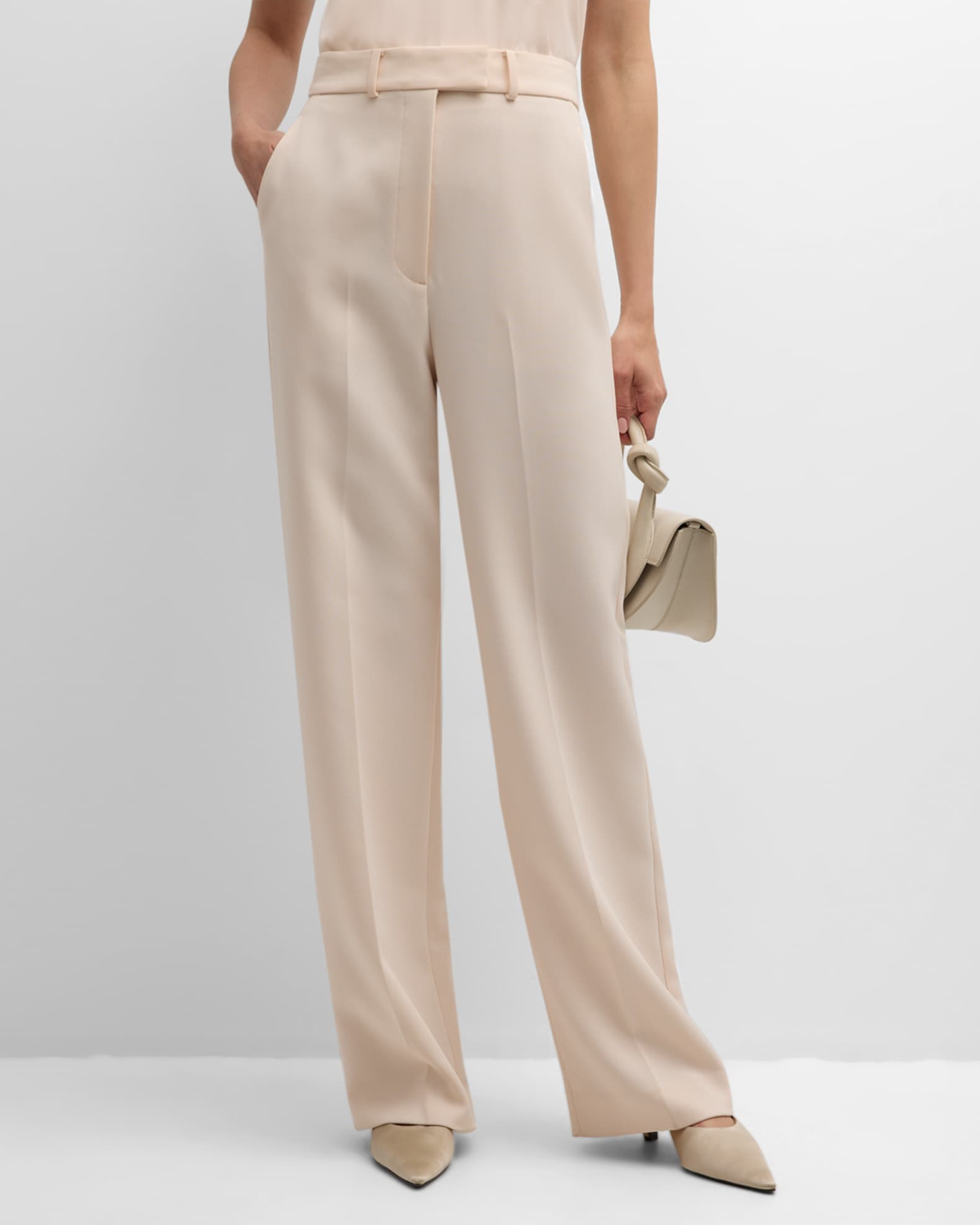 Italian Stretch Cady Straight-Leg Pants 1