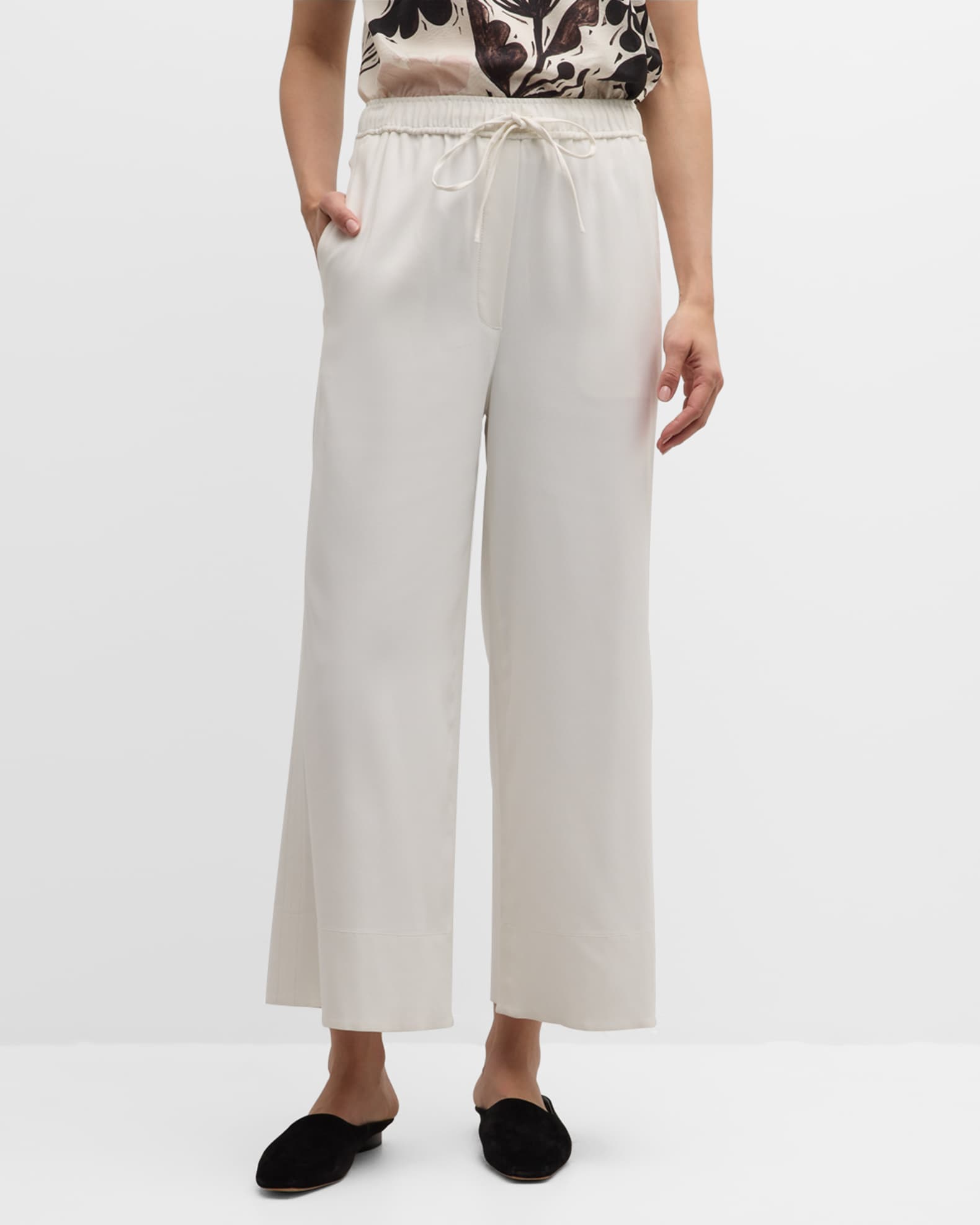 Italian Stretch Twill Straight-Leg Ankle Pull-On Pants 1