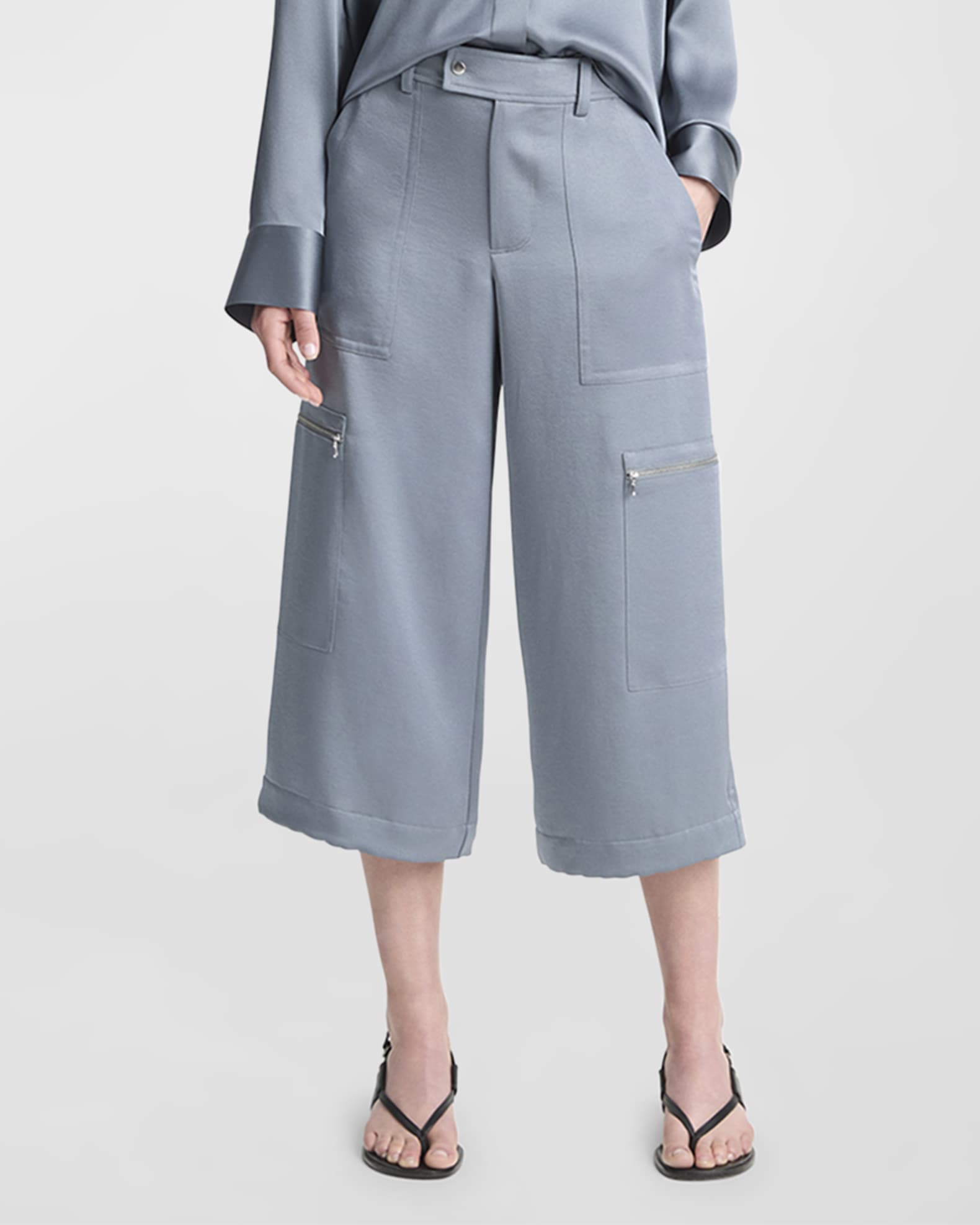 Vince Low-Rise Satin Parachute Cropped Pants