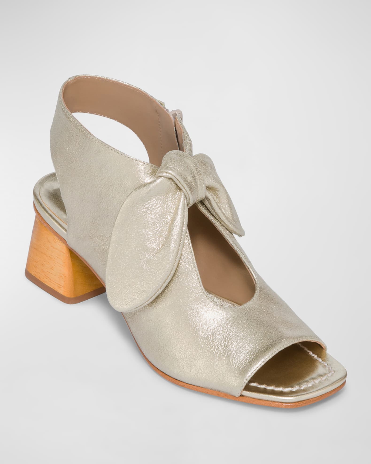 Lizzie Metallic Bow Zip Sandals