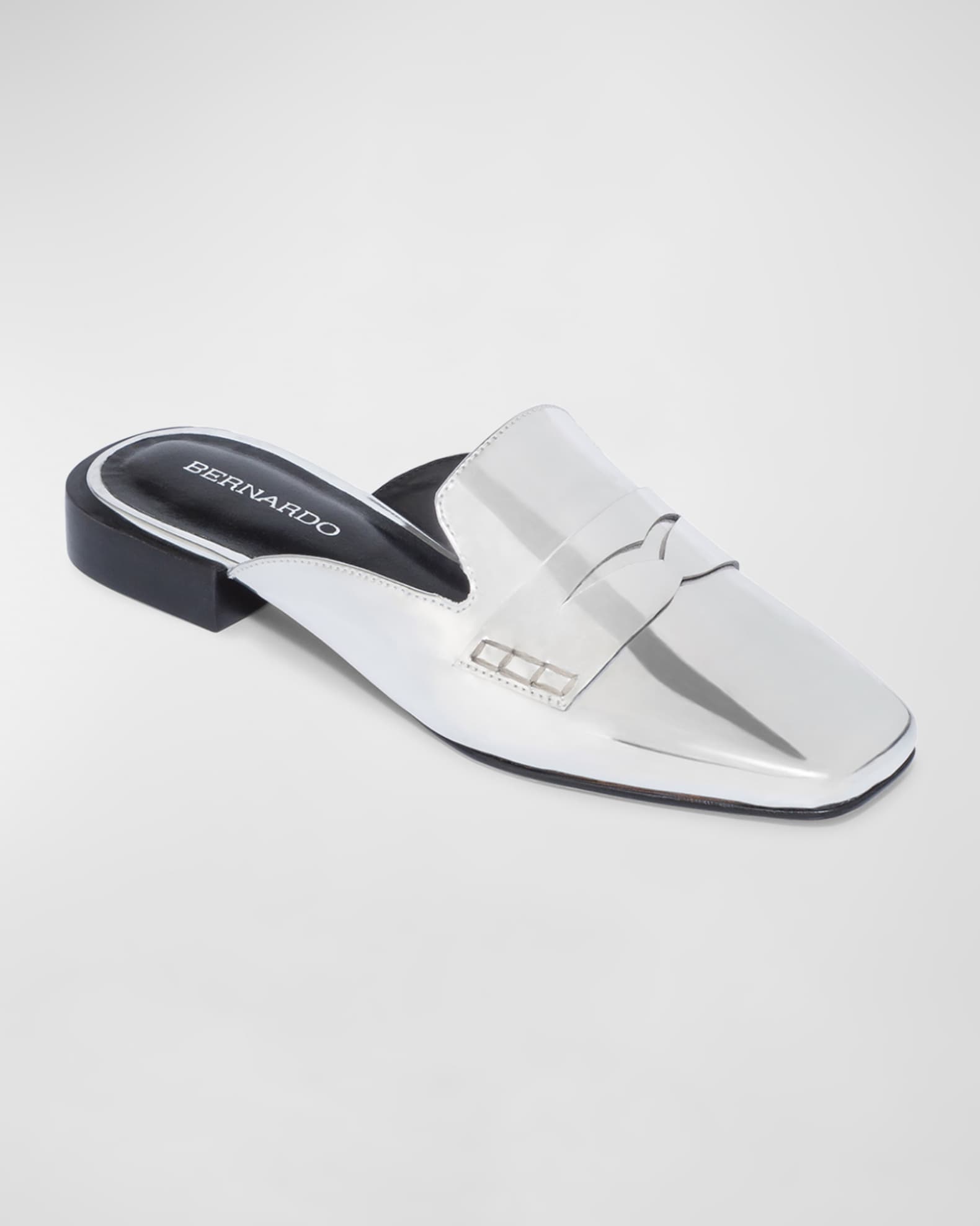 Bernardo Metallic Penny Loafer Mules | Neiman Marcus
