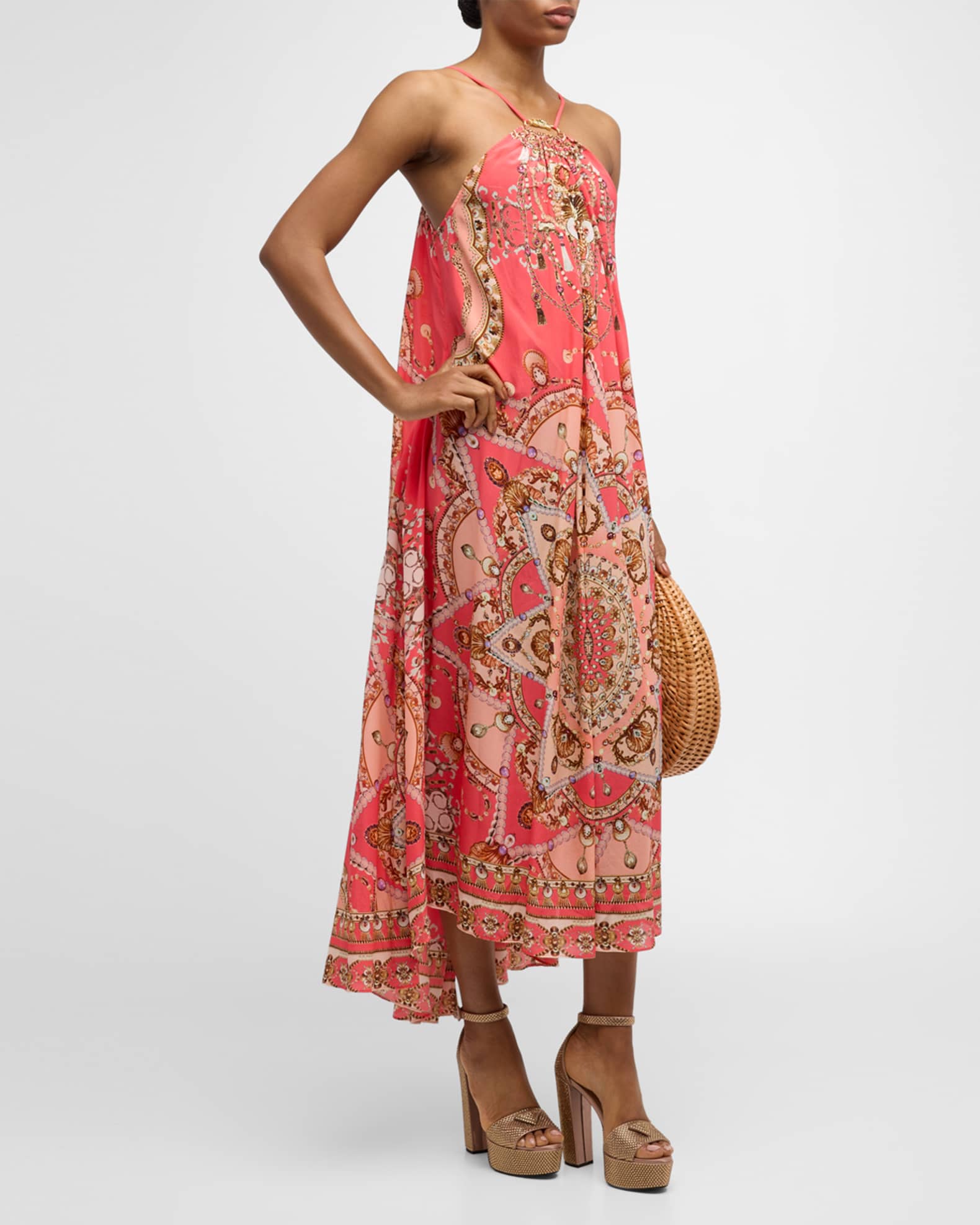 Camilla Shell Games Gather Neck Hardware Maxi Dress | Neiman Marcus