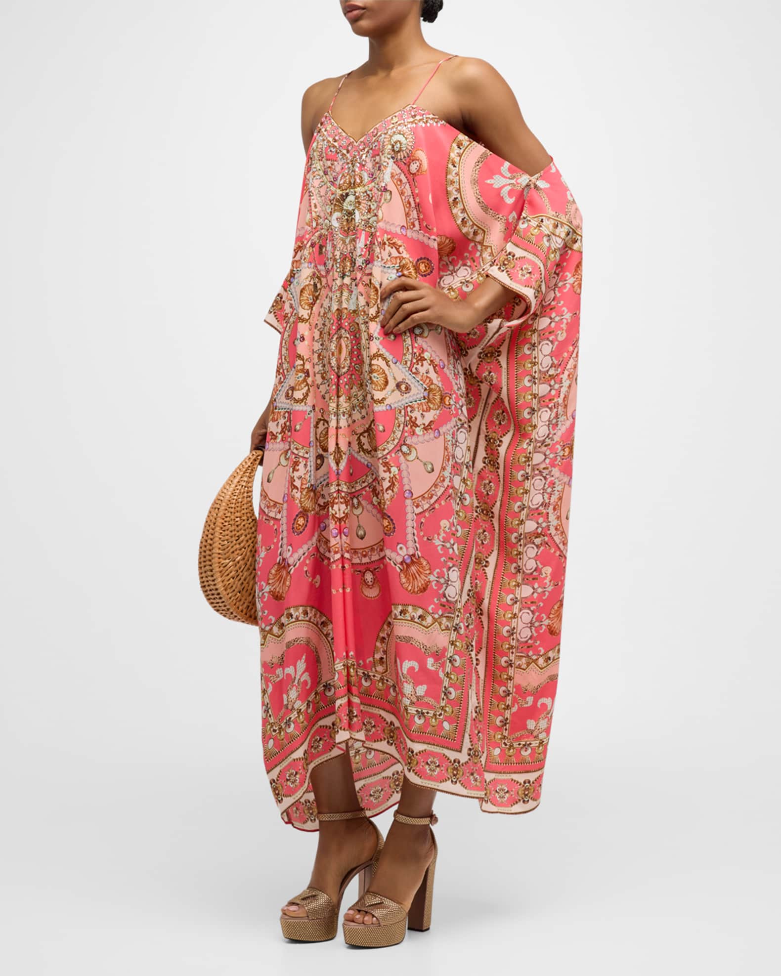 Camilla Shell Games Shoestring Strap Kaftan | Neiman Marcus
