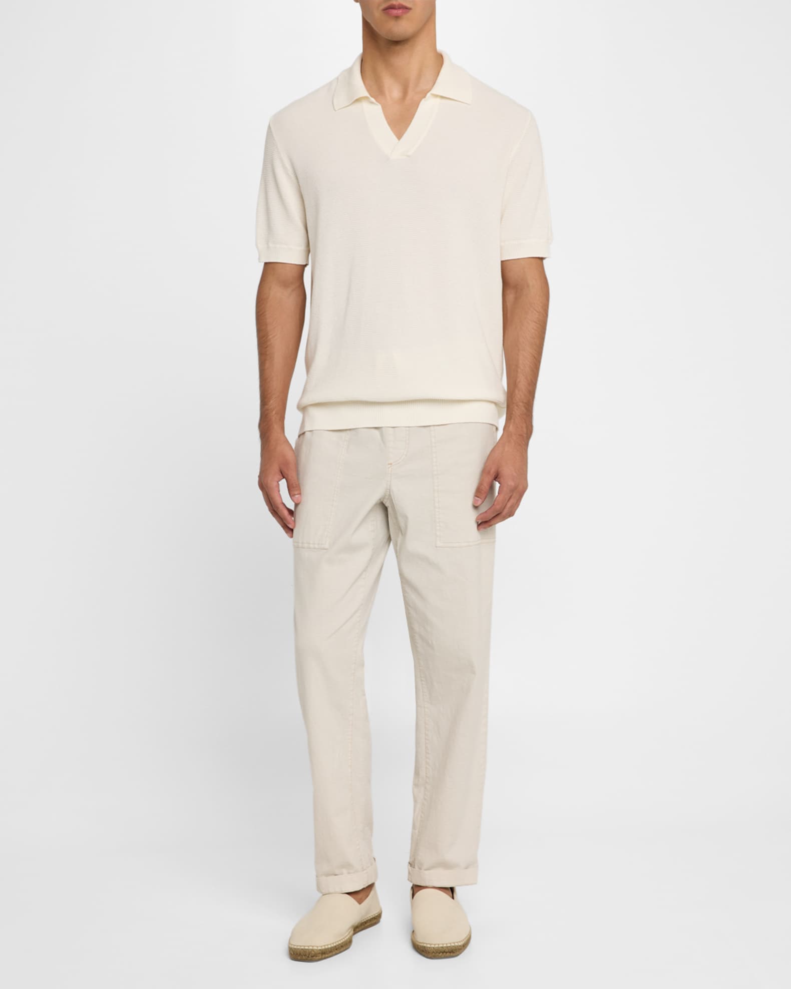Men's Rino Cotton and Silk Knit Polo Shirt 1