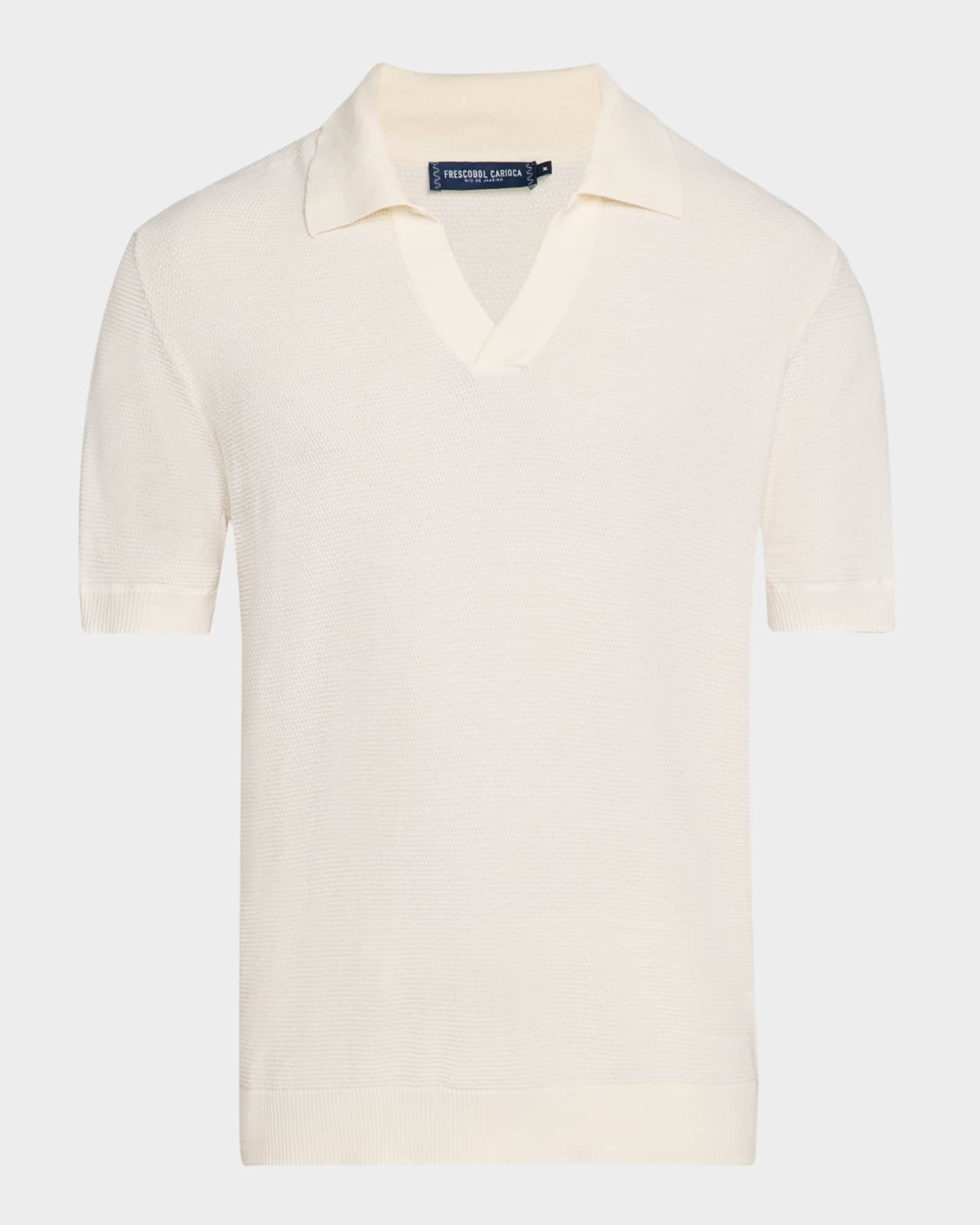 Men's Rino Cotton and Silk Knit Polo Shirt 0