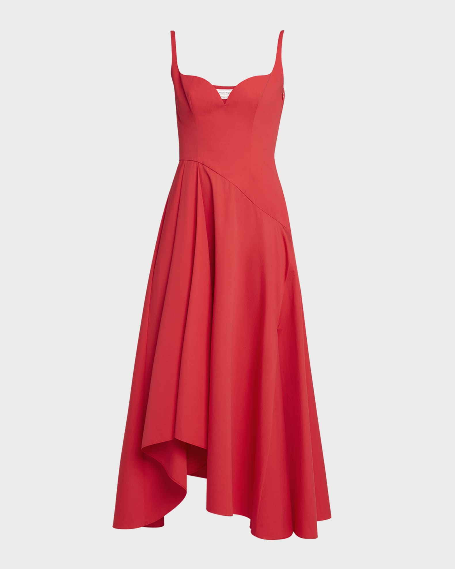 Sweetheart Midi Dress with Asymmetric Skirt 0