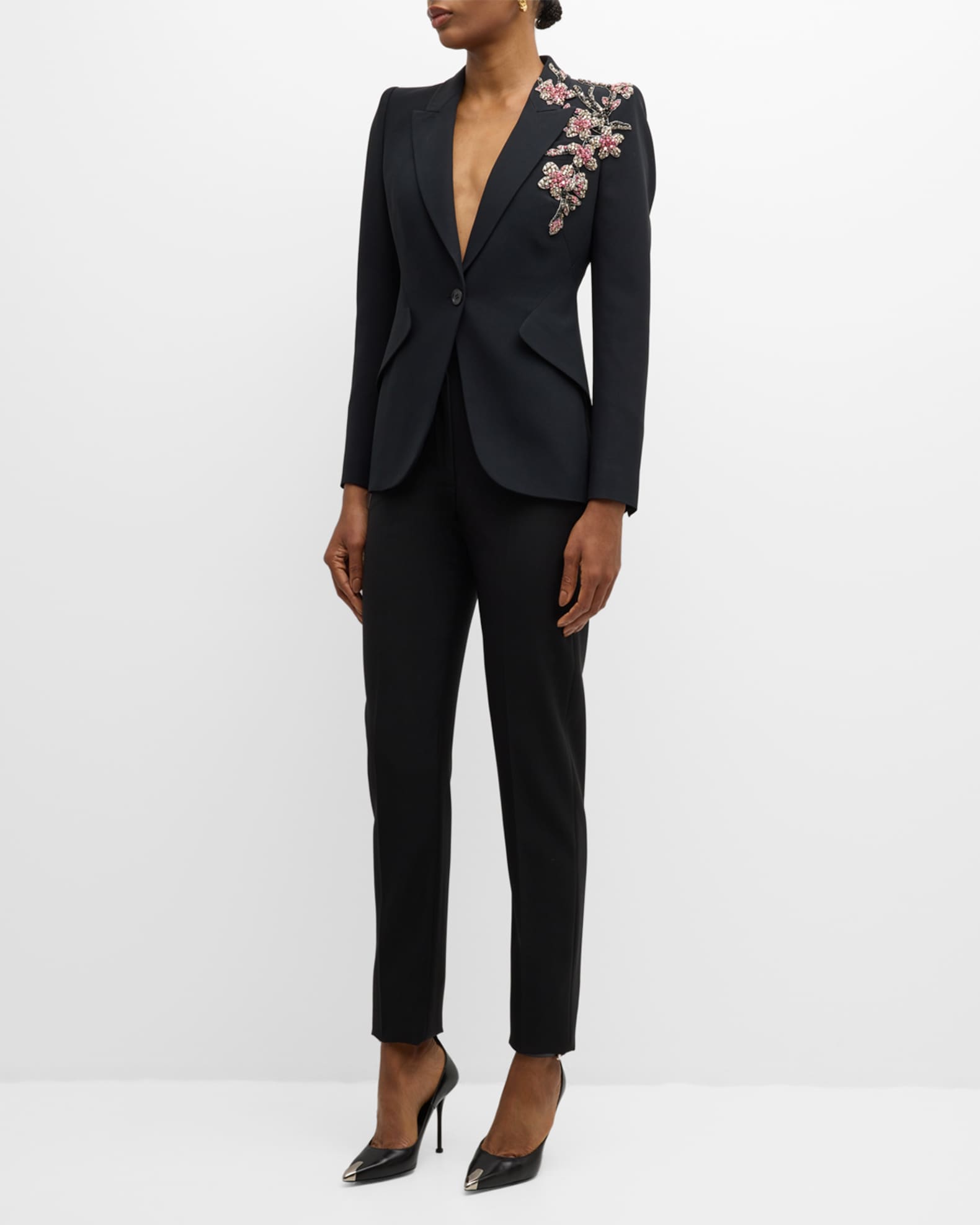 Alexander McQueen Cherry Blossom Crystal Blazer | Neiman Marcus