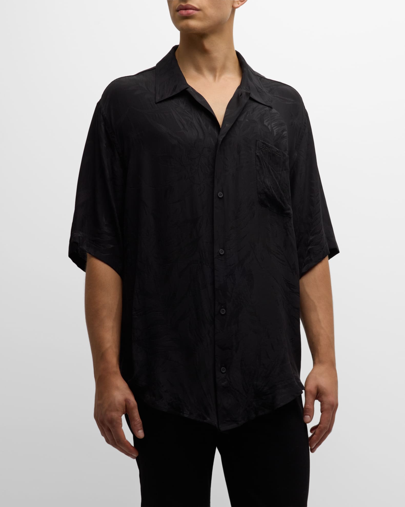 Men's Tropical Flowers Silk Camp Shirt 0