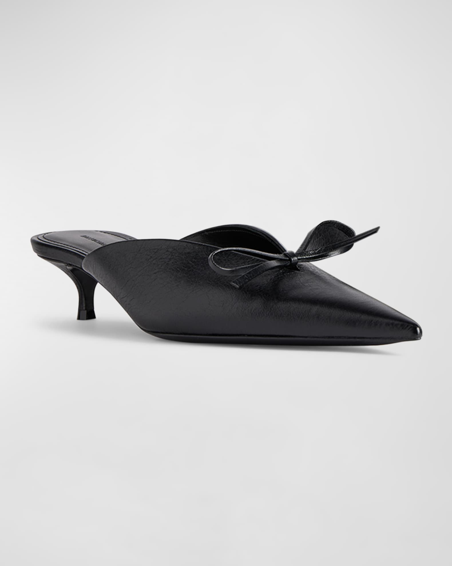 Balenciaga Knife Leather Bow Mule Pumps | Neiman Marcus