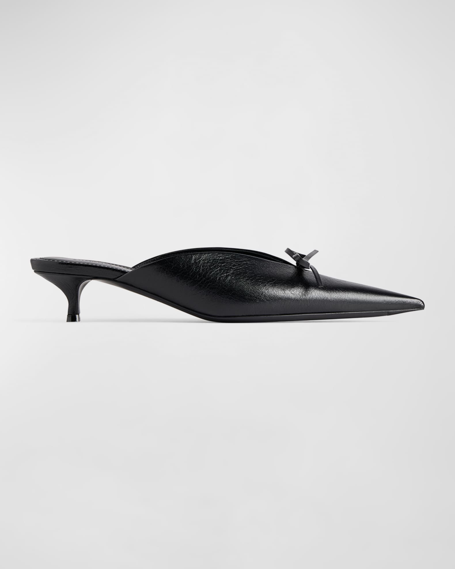 BALENCIAGA Knife Bow 40mm ミュール ブラック Balenciaga Knife Leather Bow Mule Pumps | Neiman Marcus