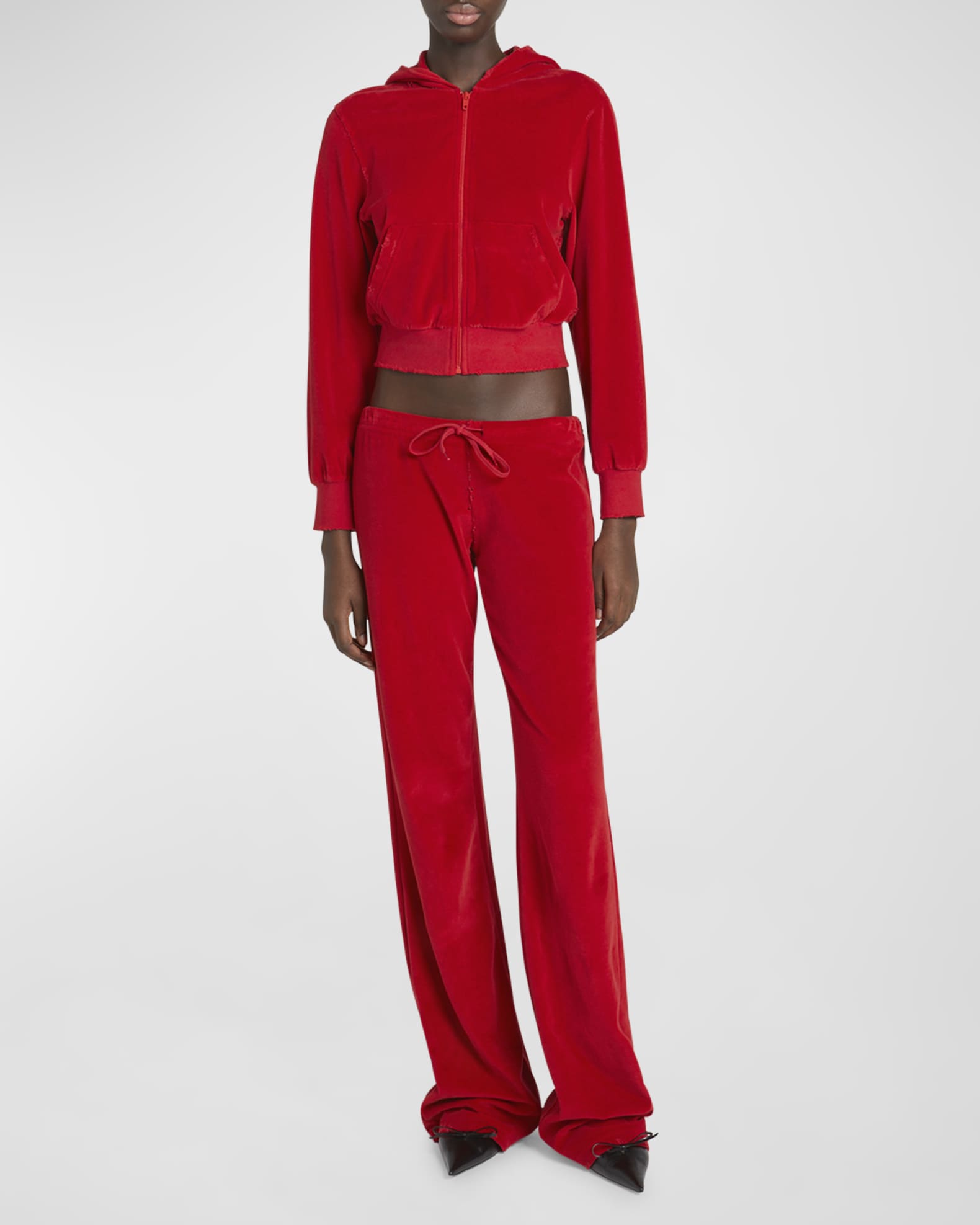 パンツ BALENCIAGA VELVET TROUSERS Balenciaga Velvet wide-leg Trousers | Neutrals | FARFETCH