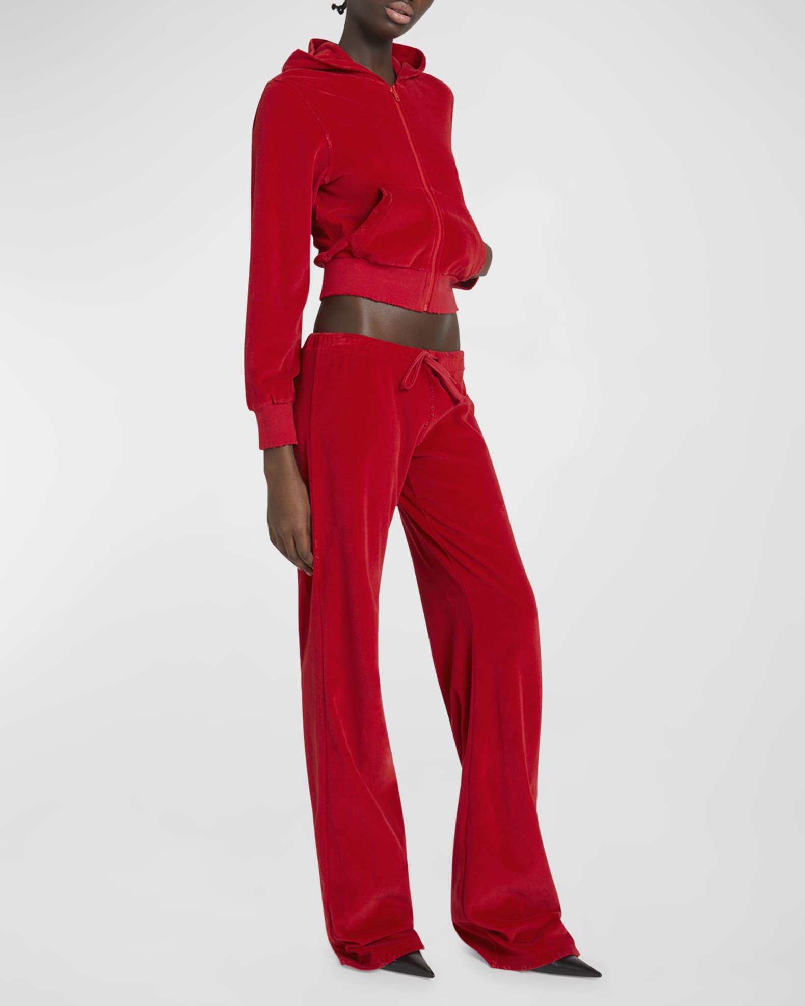 VIP【送料関税込】BALENCIAGA VELVET TROUSERS Balenciaga velvet-effect straight-leg Trousers | Black