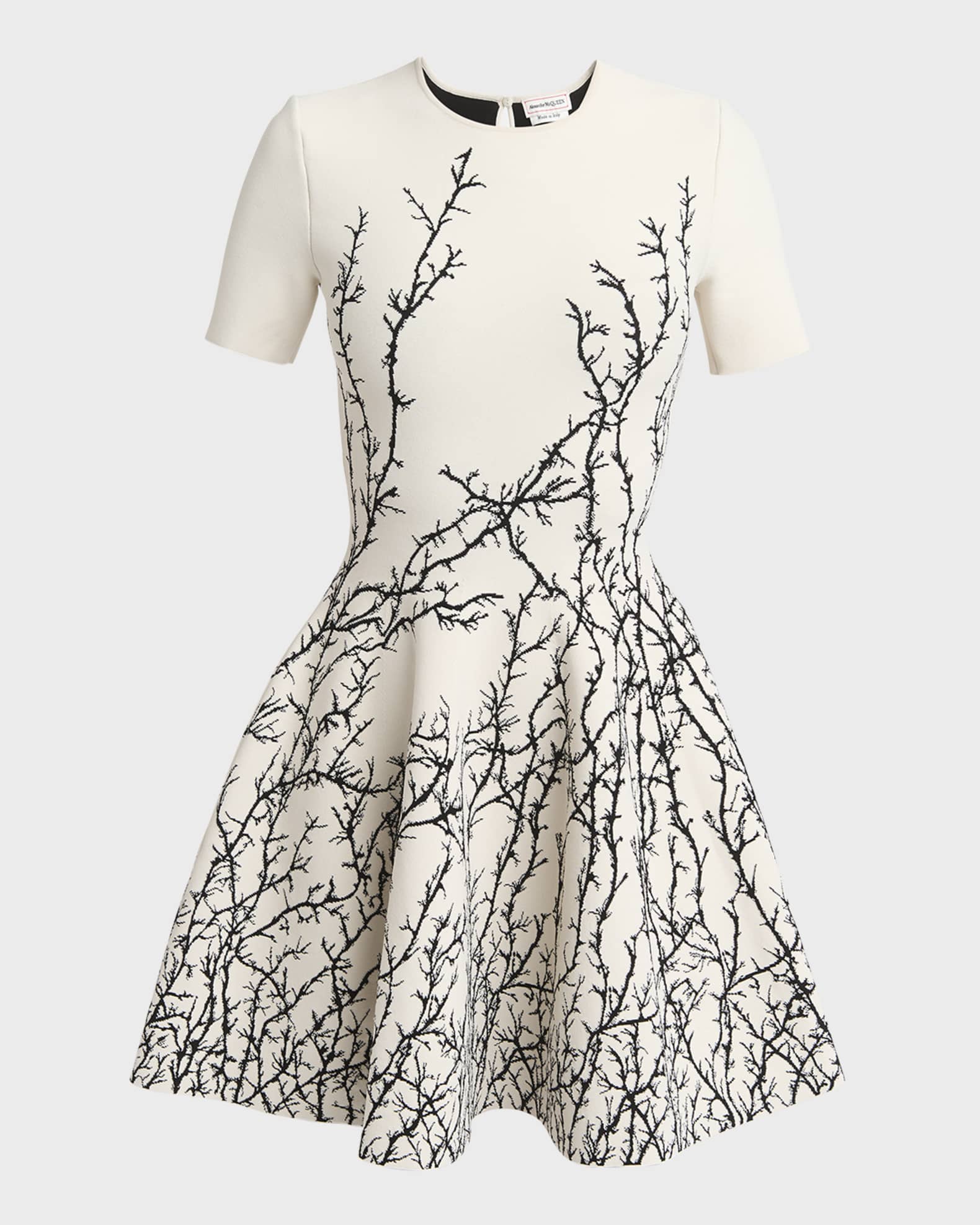 Alexander McQueen Thorn Embroidered Jacquard Flared Mini Dress