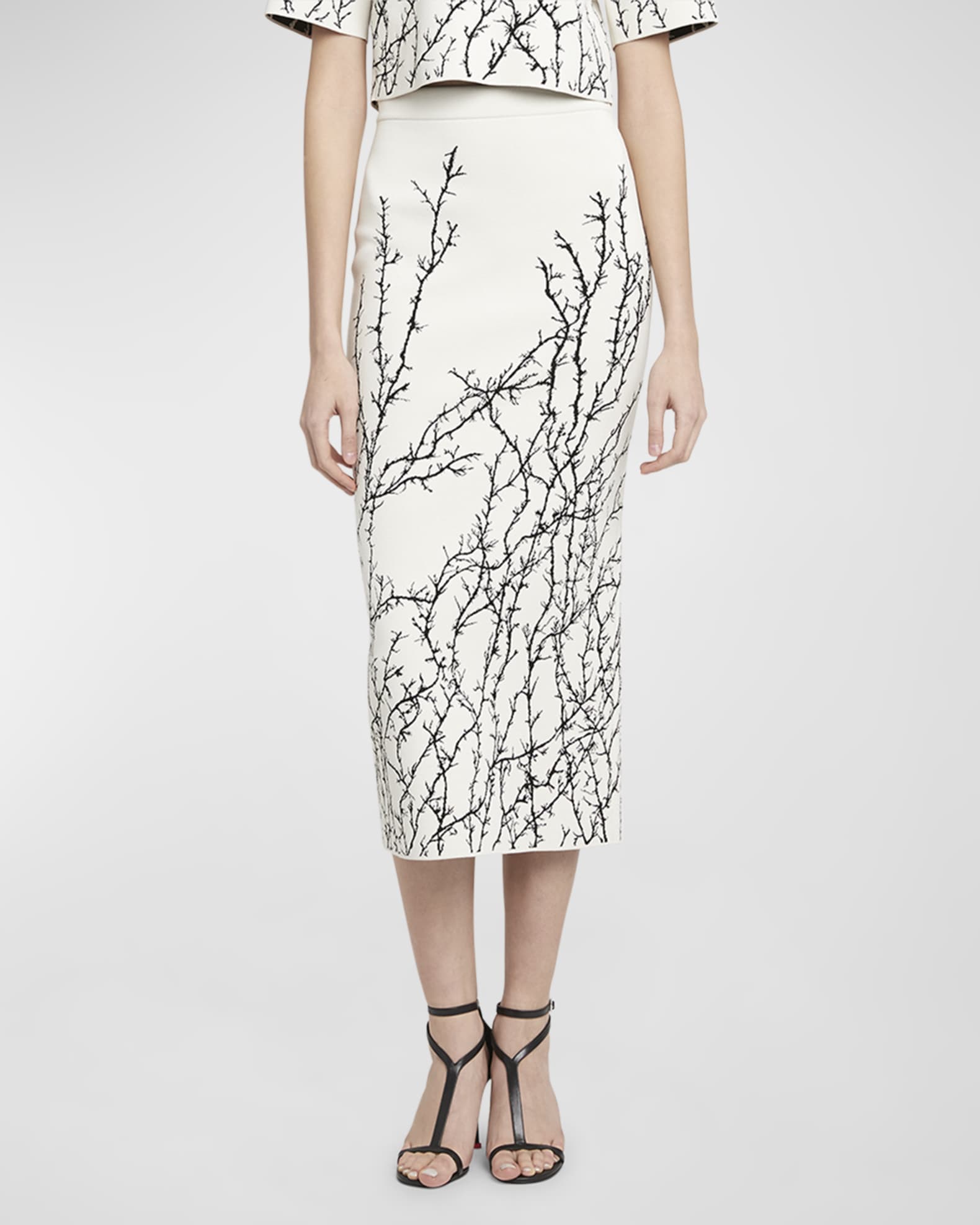 Thorn Jacquard Midi Pencil Skirt