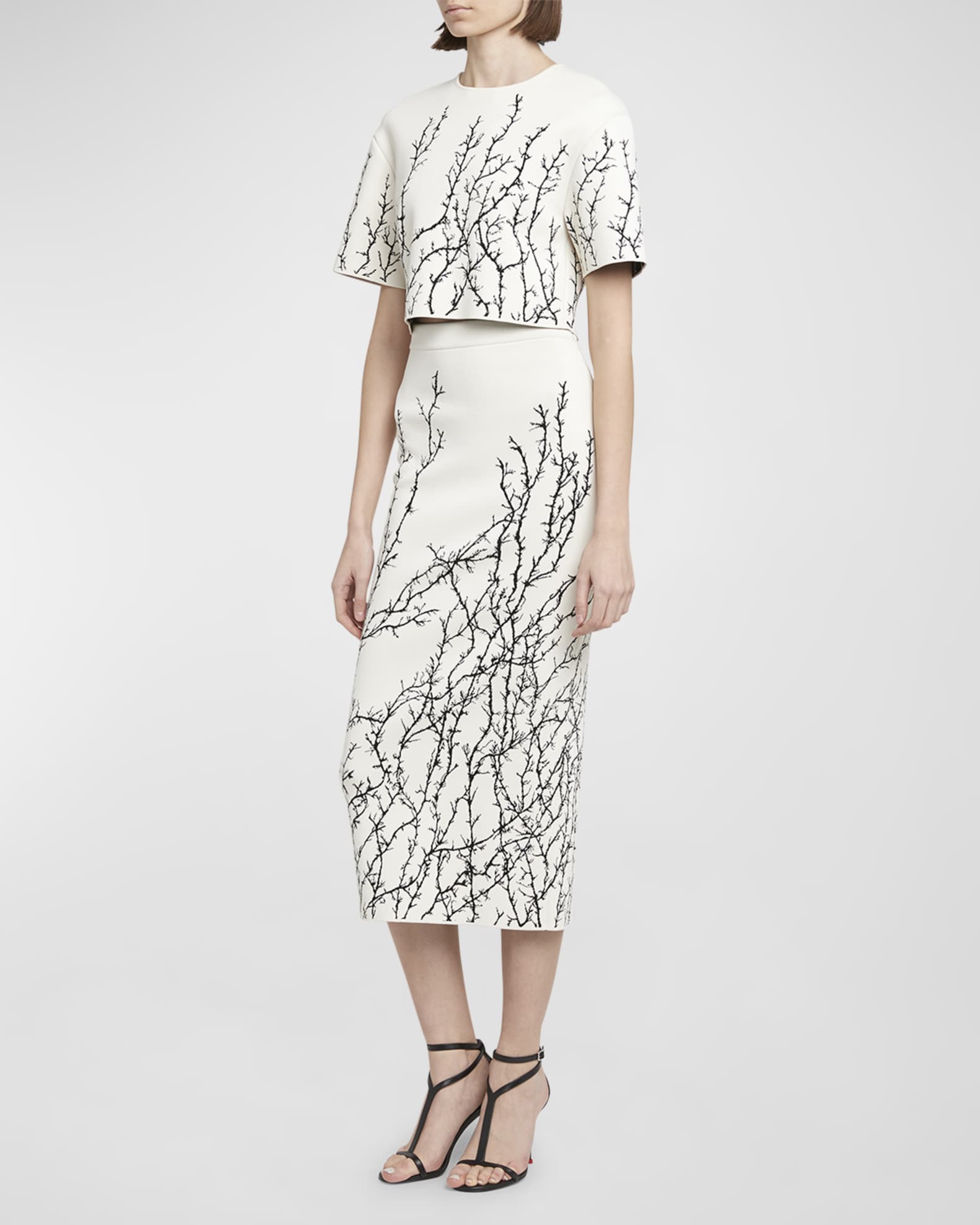 Thorn Jacquard Midi Pencil Skirt