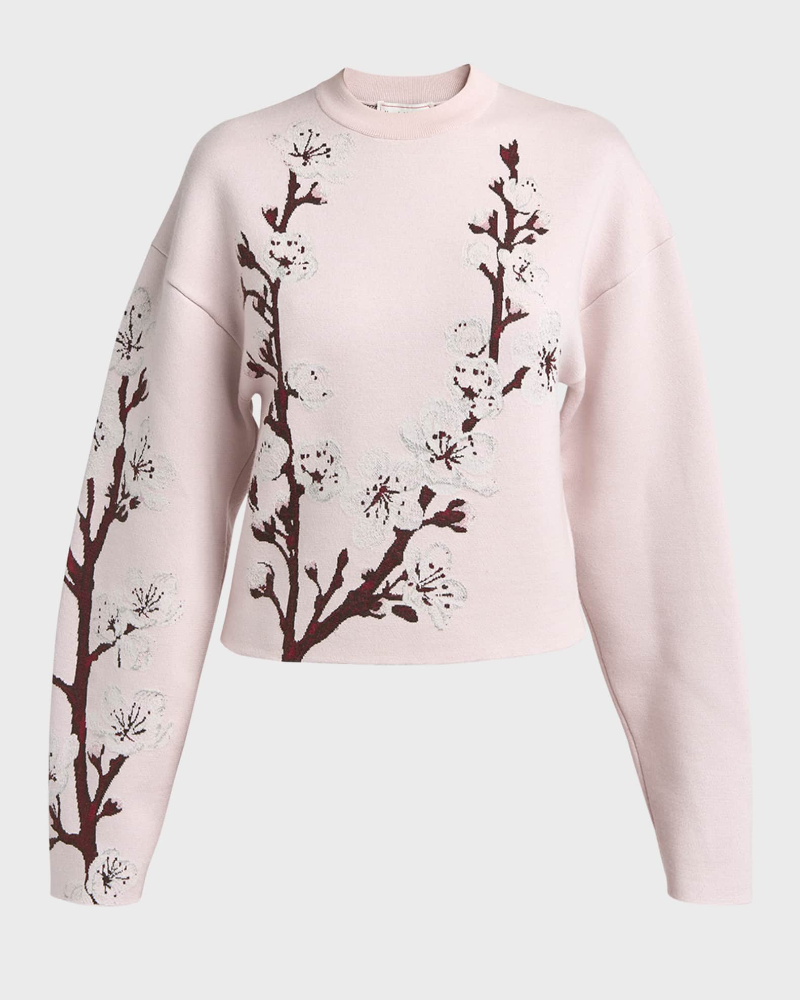 Alexander McQueen Cherry Blossom Jacquard Knit Sweater Neiman Marcus
