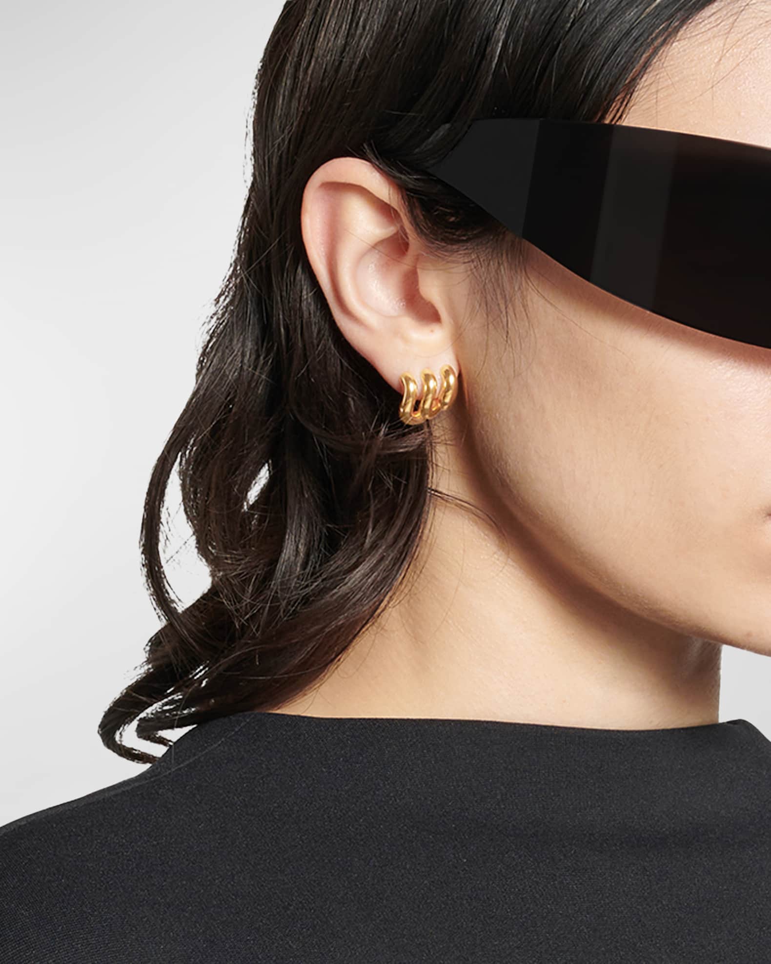 Balenciaga Loop Trio Earrings, Gold | Neiman Marcus