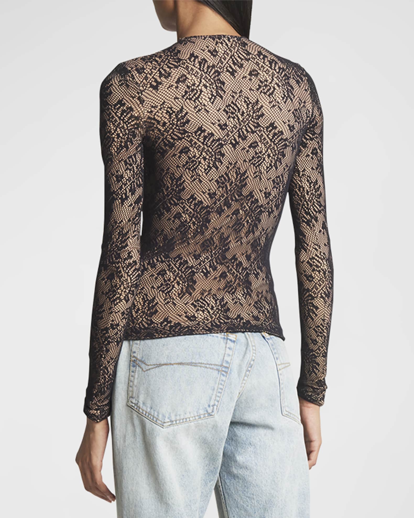 Balenciaga Lace Crewneck Top | Neiman Marcus