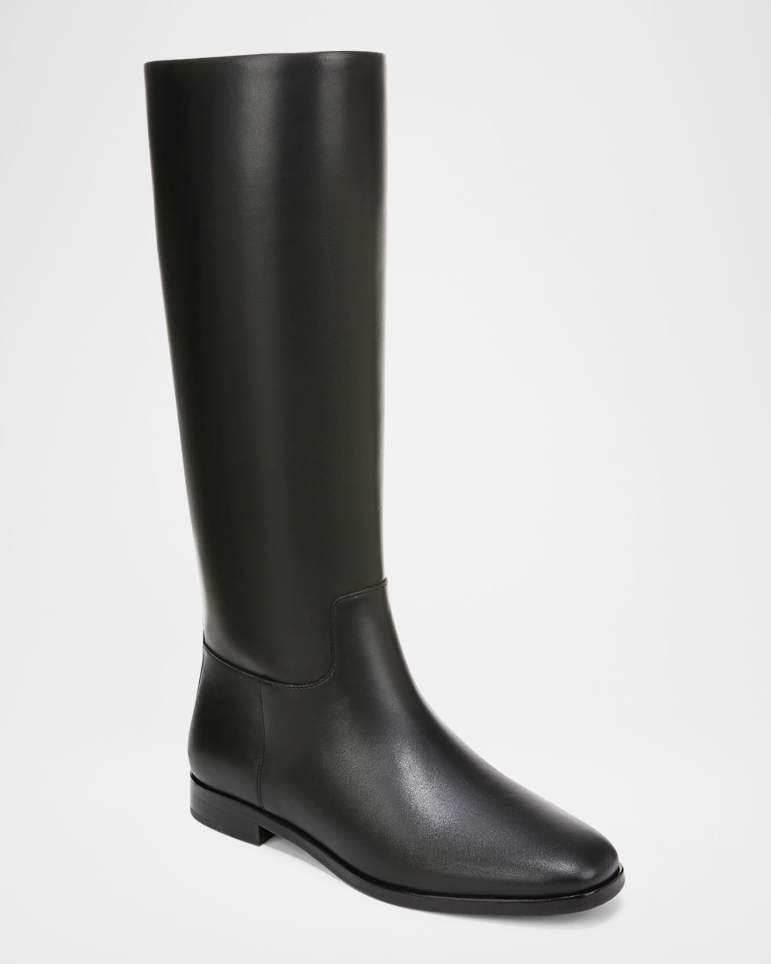 Leather Zip Knee Boots Wide Calf