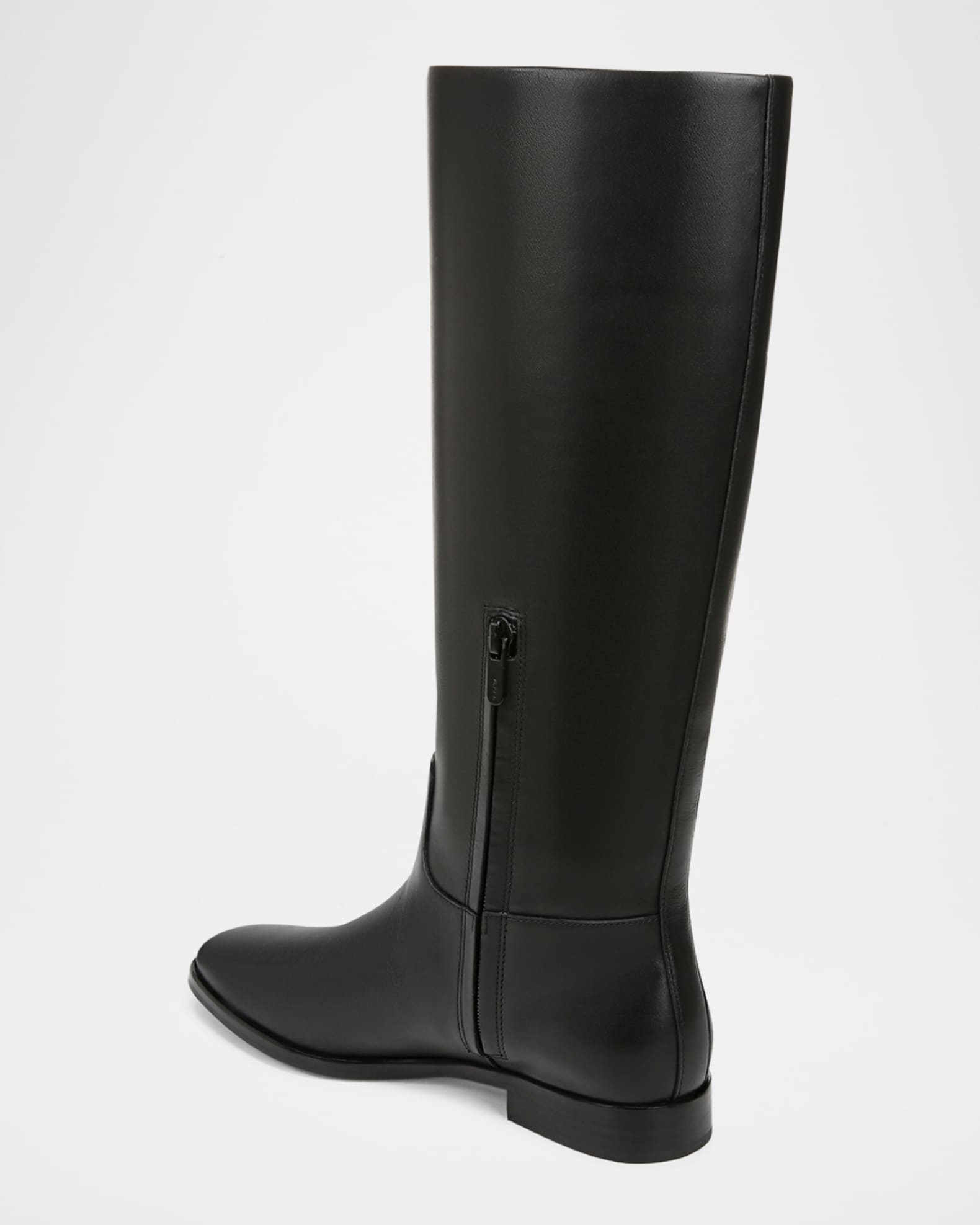 Leather Zip Knee Boots Wide Calf