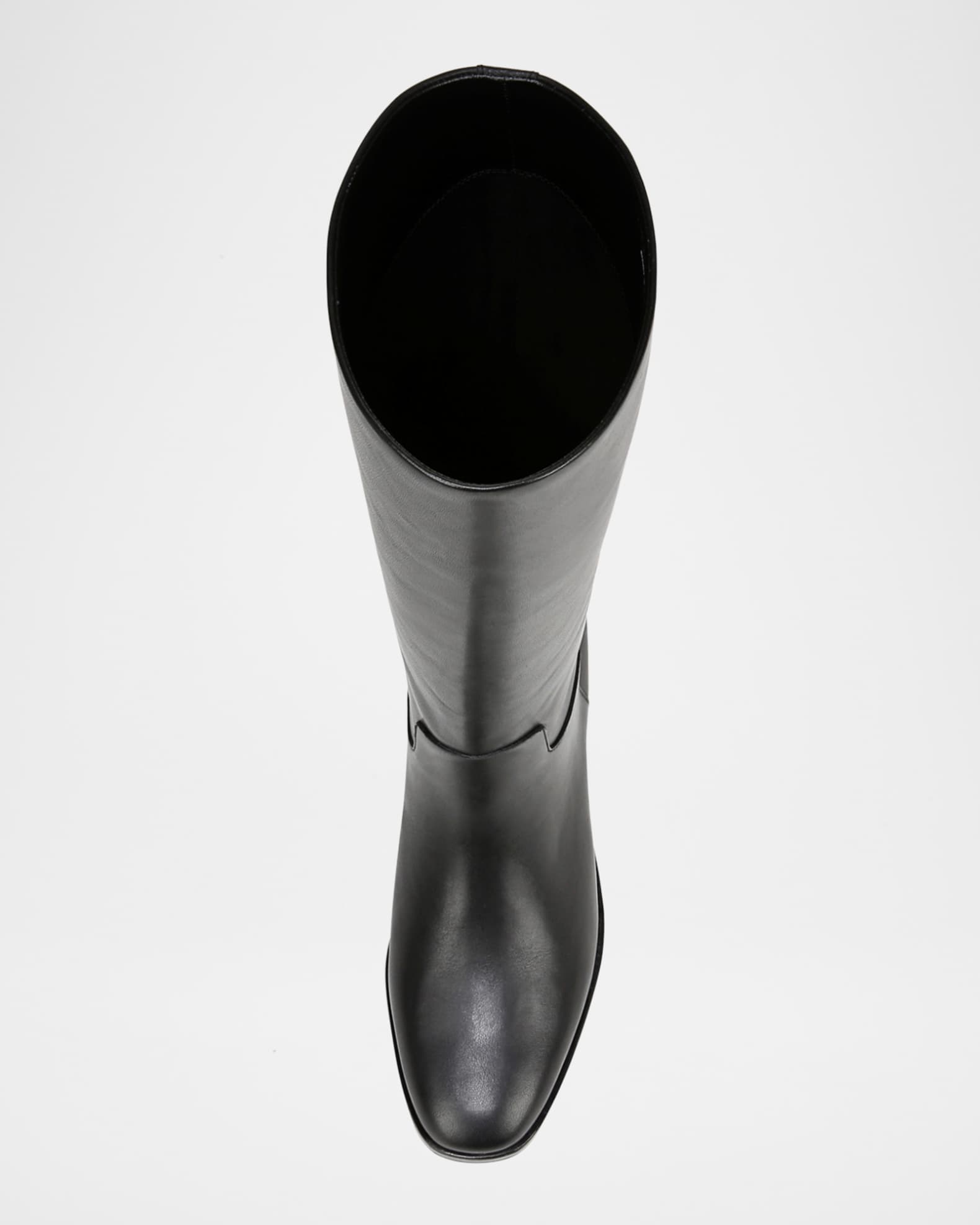Leather Zip Knee Boots Wide Calf
