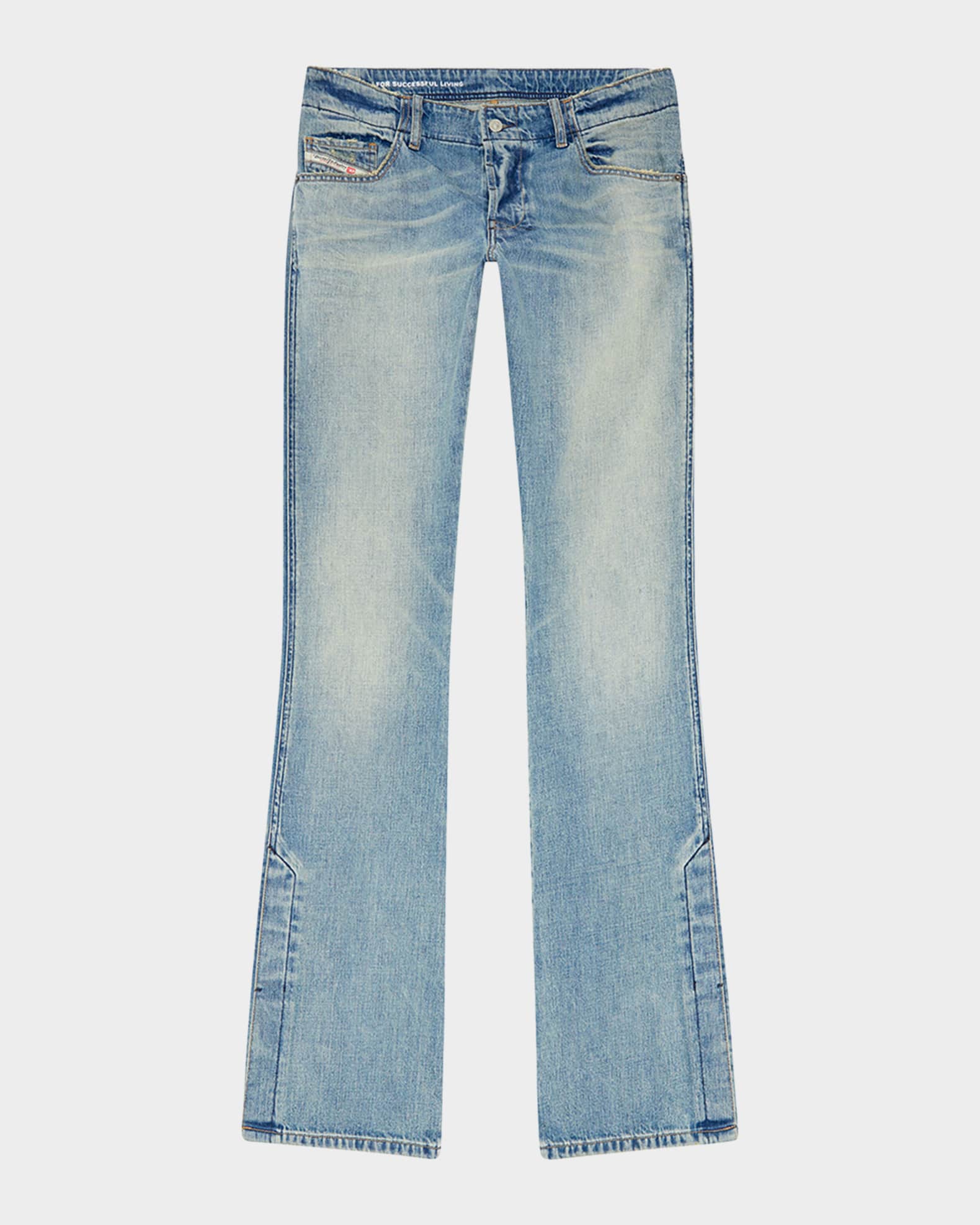 Washed Yellow Denim Bootcut Jeans Pants Men
