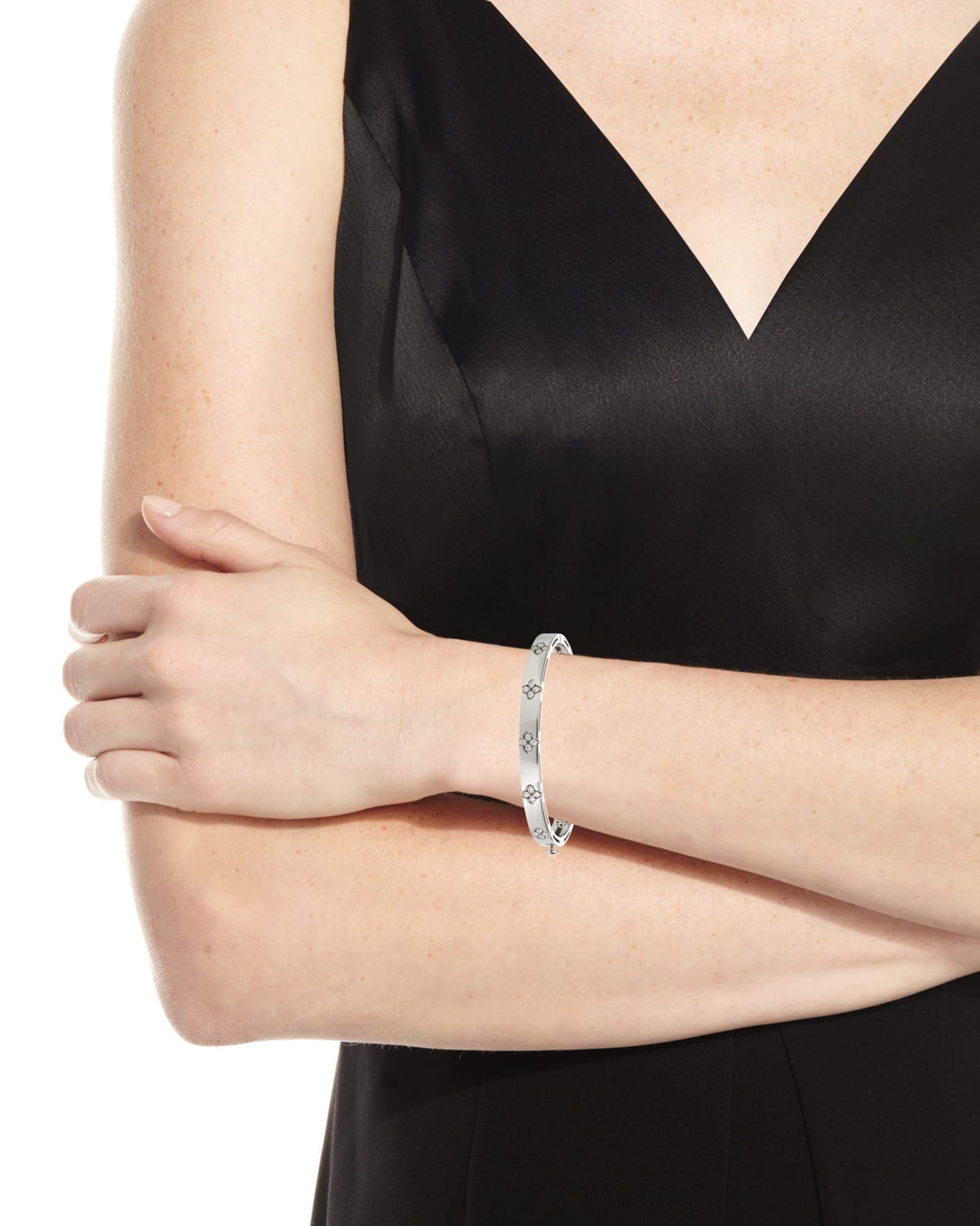 18K White Gold Diamond Love In Verona Bangle, 48x58mm 1