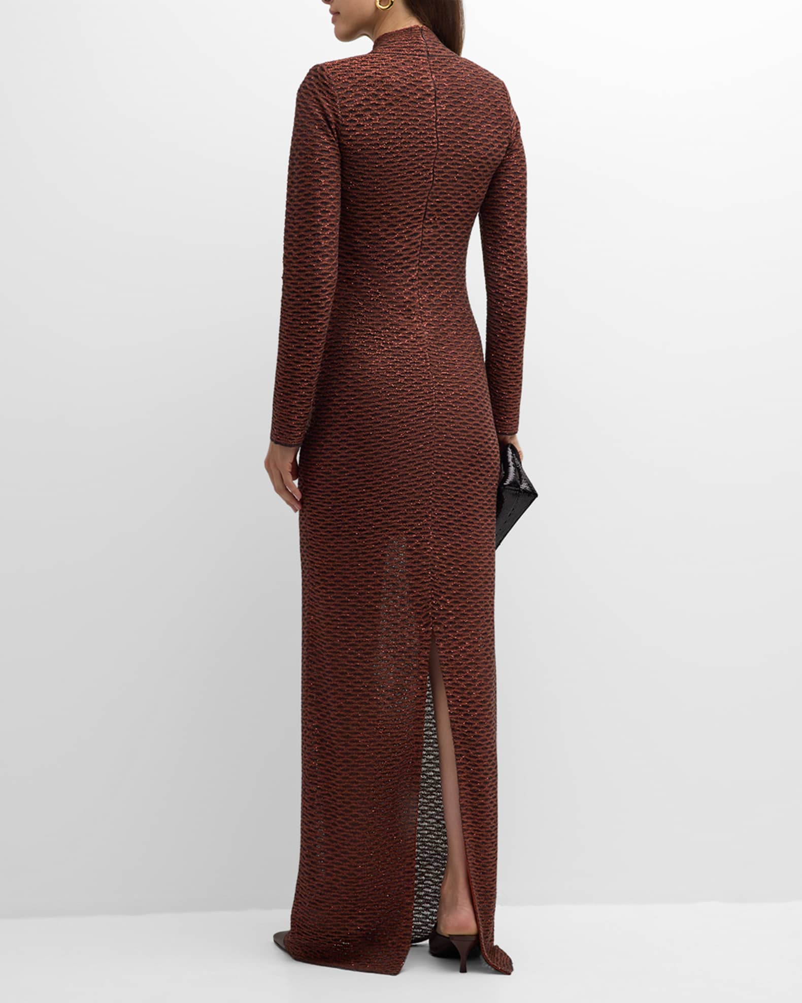 St. John Sequined Sheer Knit Column Gown Neiman Marcus