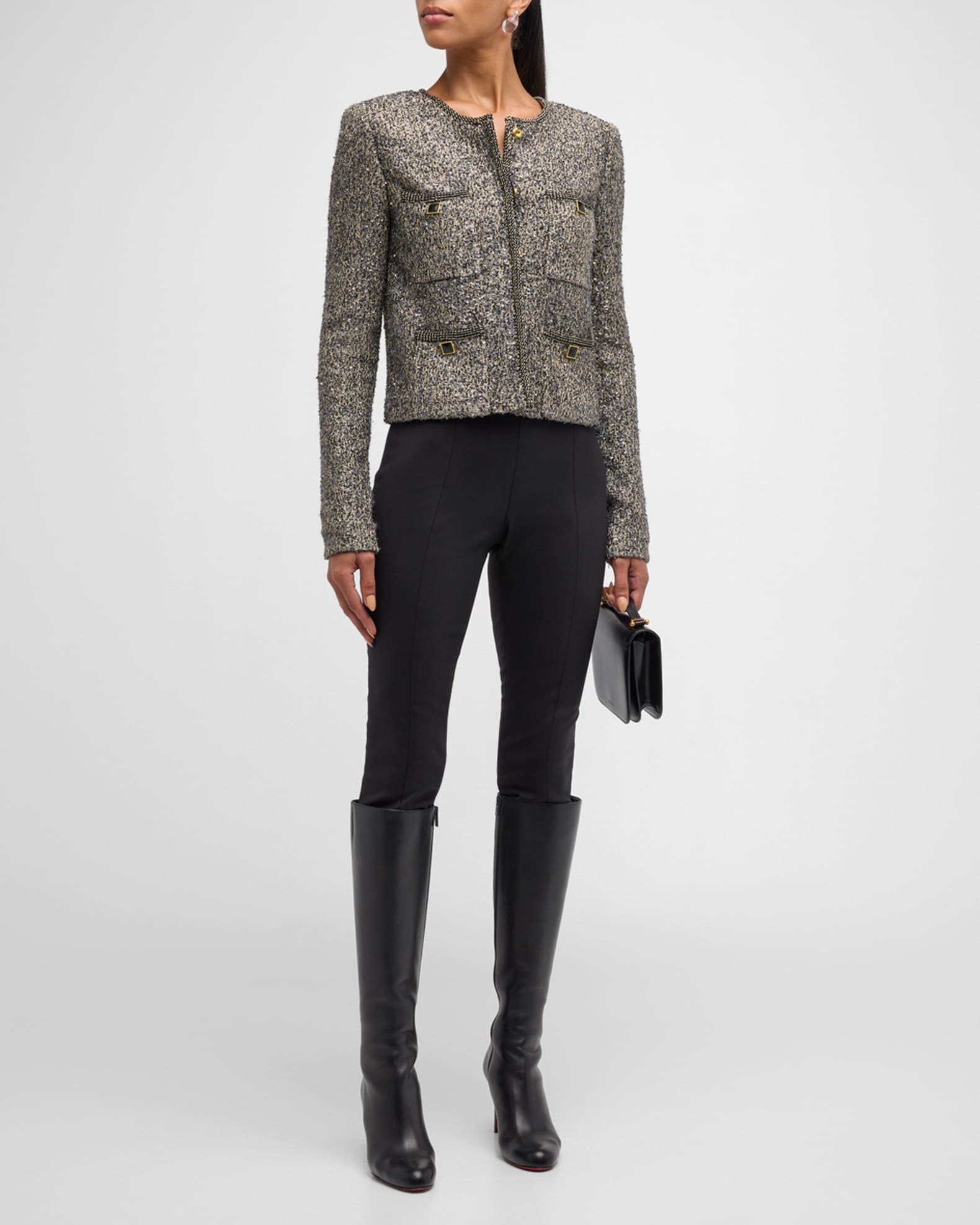 St. John Sequined Metallic Knit Jacket Neiman Marcus