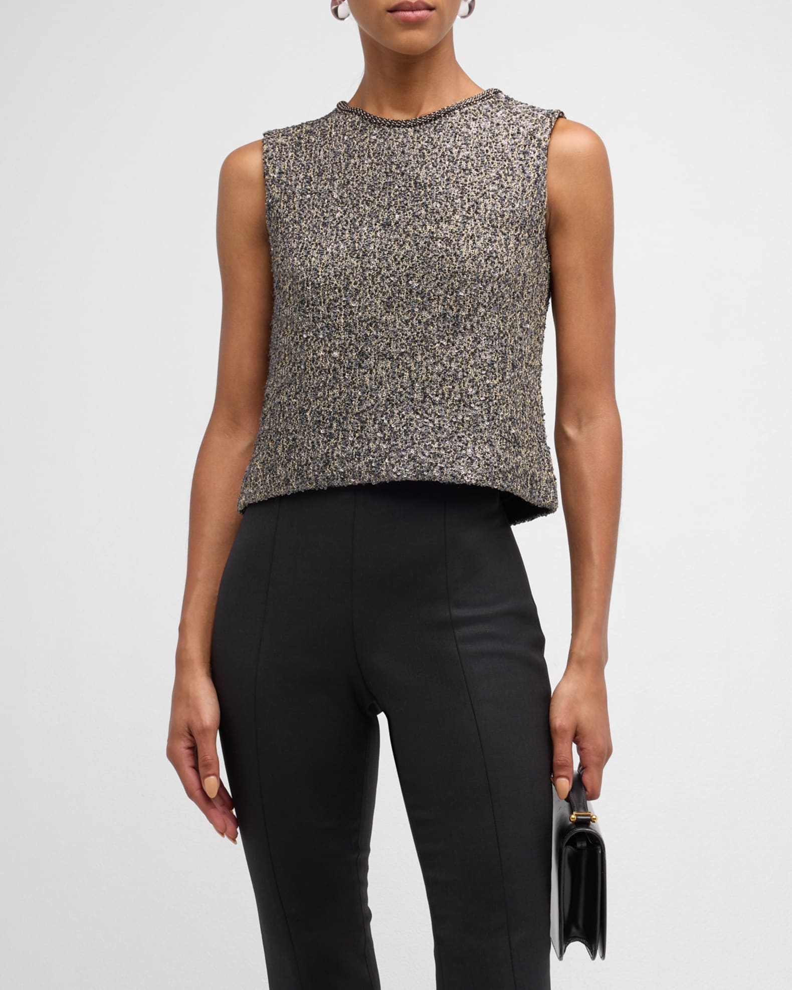 St. John Sequined Stretch Metallic Knit Sweater Neiman Marcus