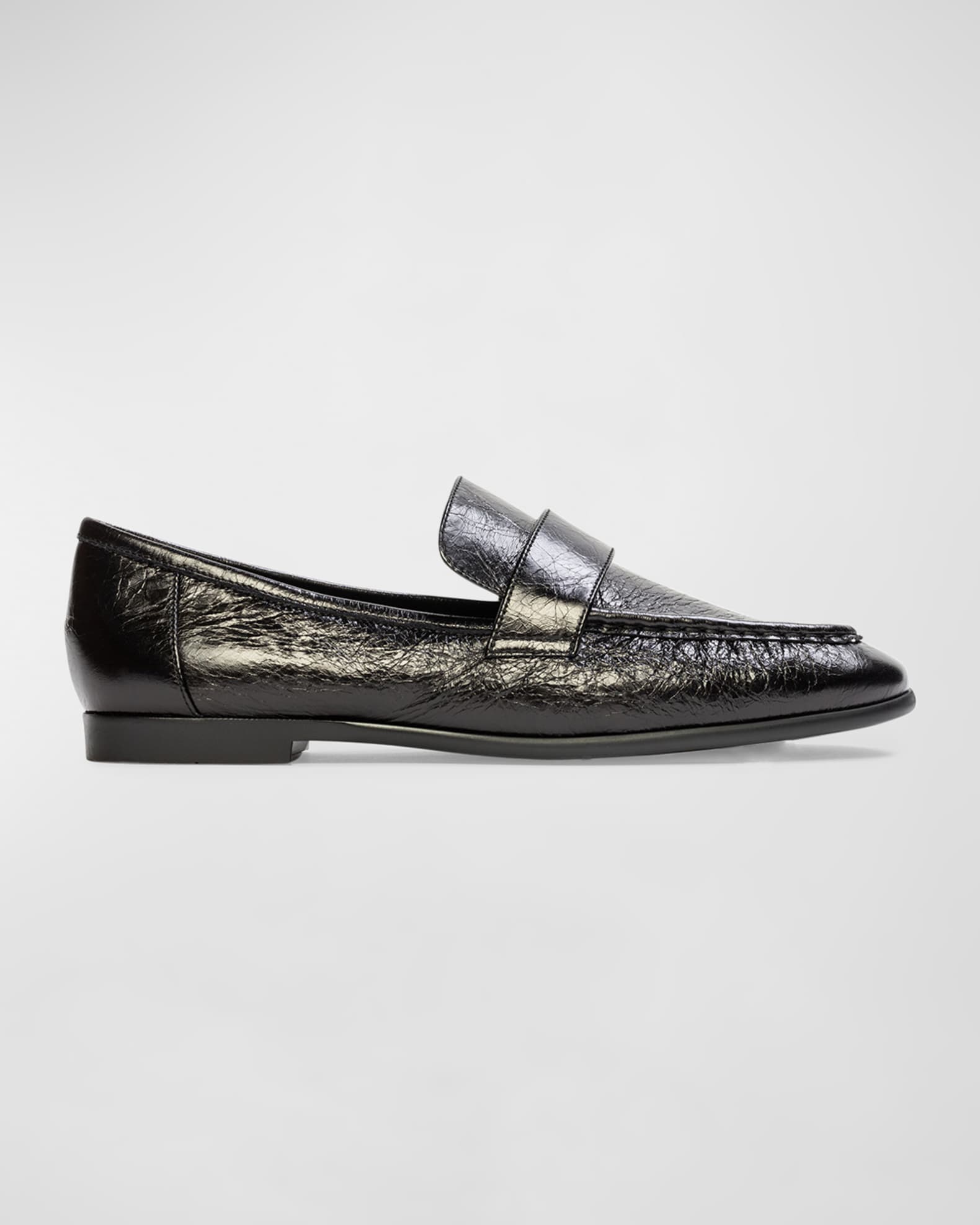 metallic slip on loafers