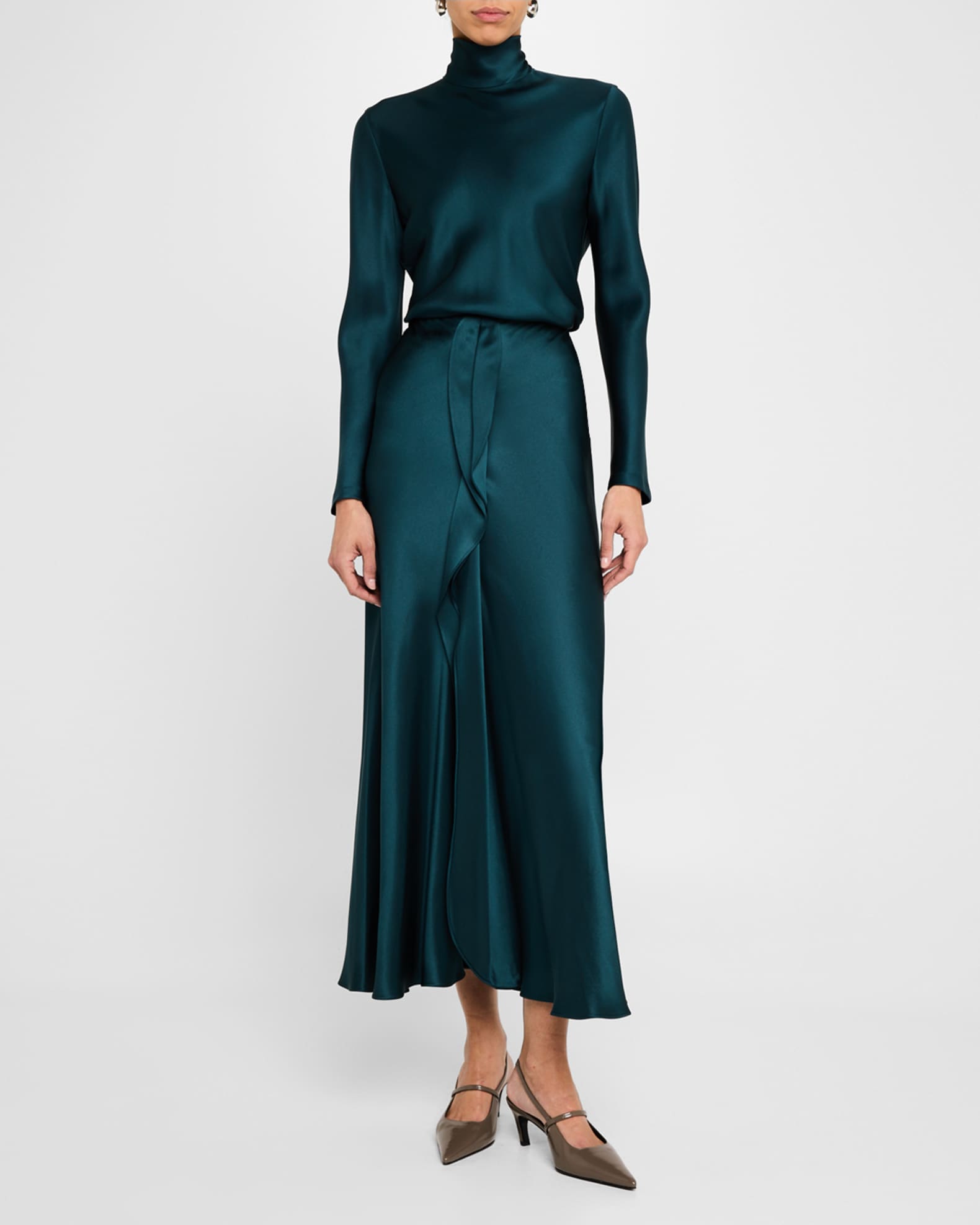 Silk Turtleneck Long-Sleeve Blouse 1