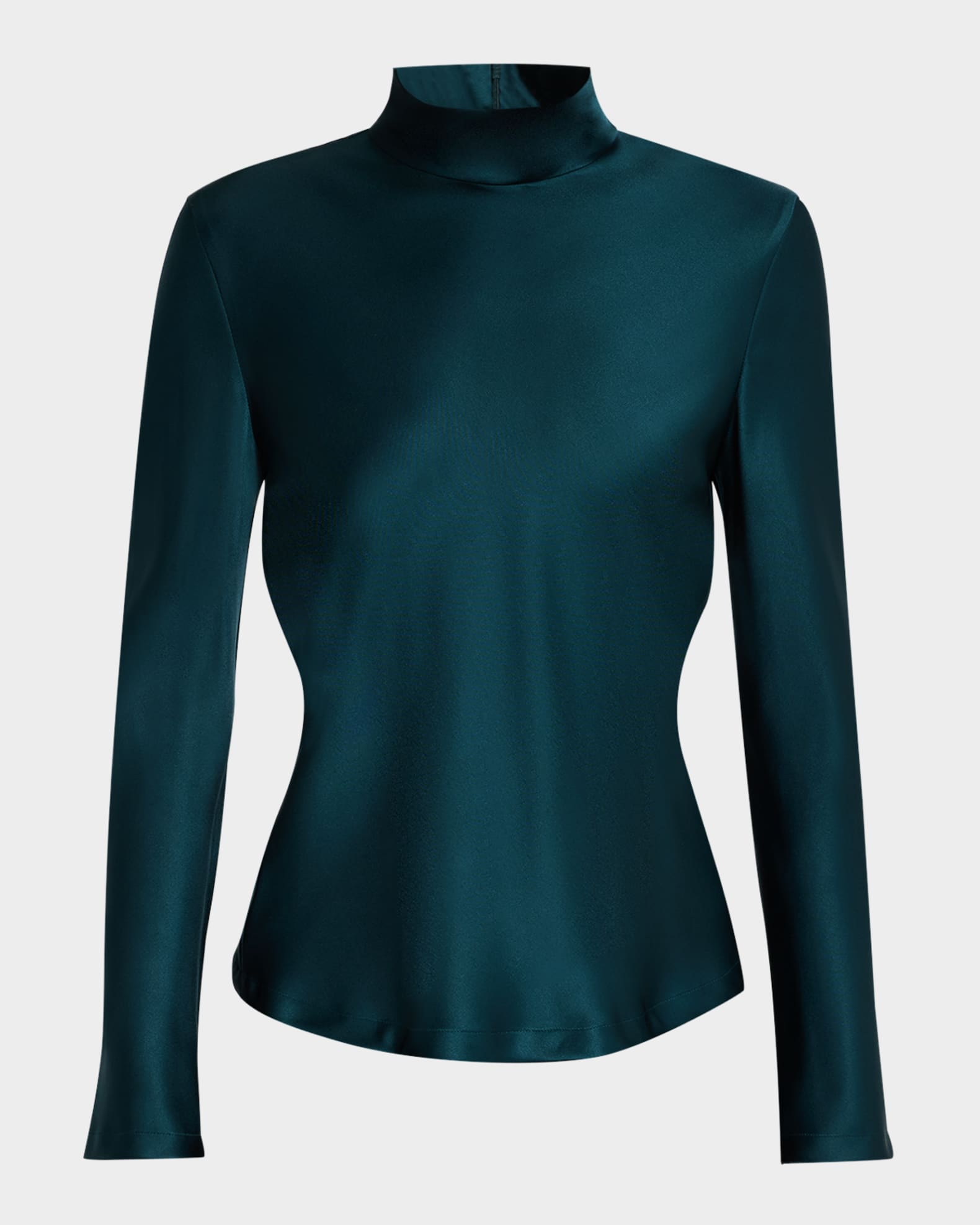 Silk Turtleneck Long-Sleeve Blouse 0