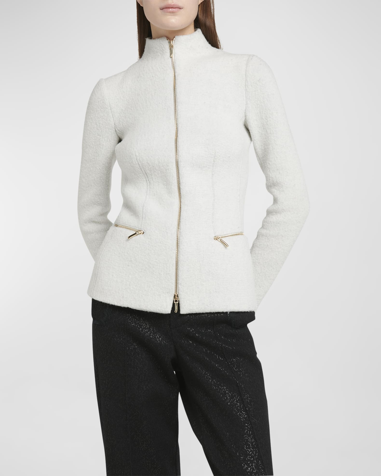 Giorgio Armani Cashmere-Blend Zip-Up Knit Jacket | Neiman Marcus