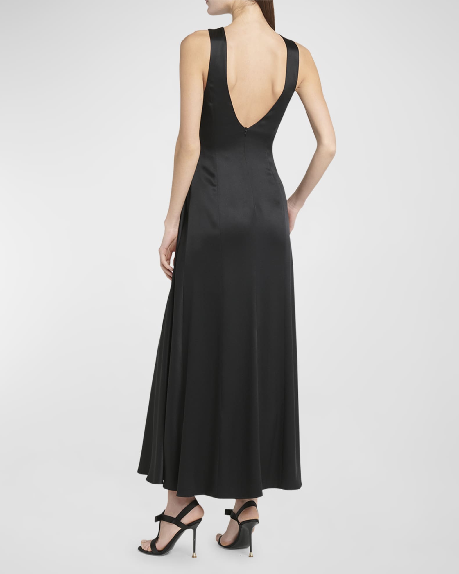 Giorgio Armani Satin Gown with Gathered Beaded Hip Detail Black Women s 10 Evening Formal Gala Gowns Mother of The Bride Groom Satin Silk Gowns