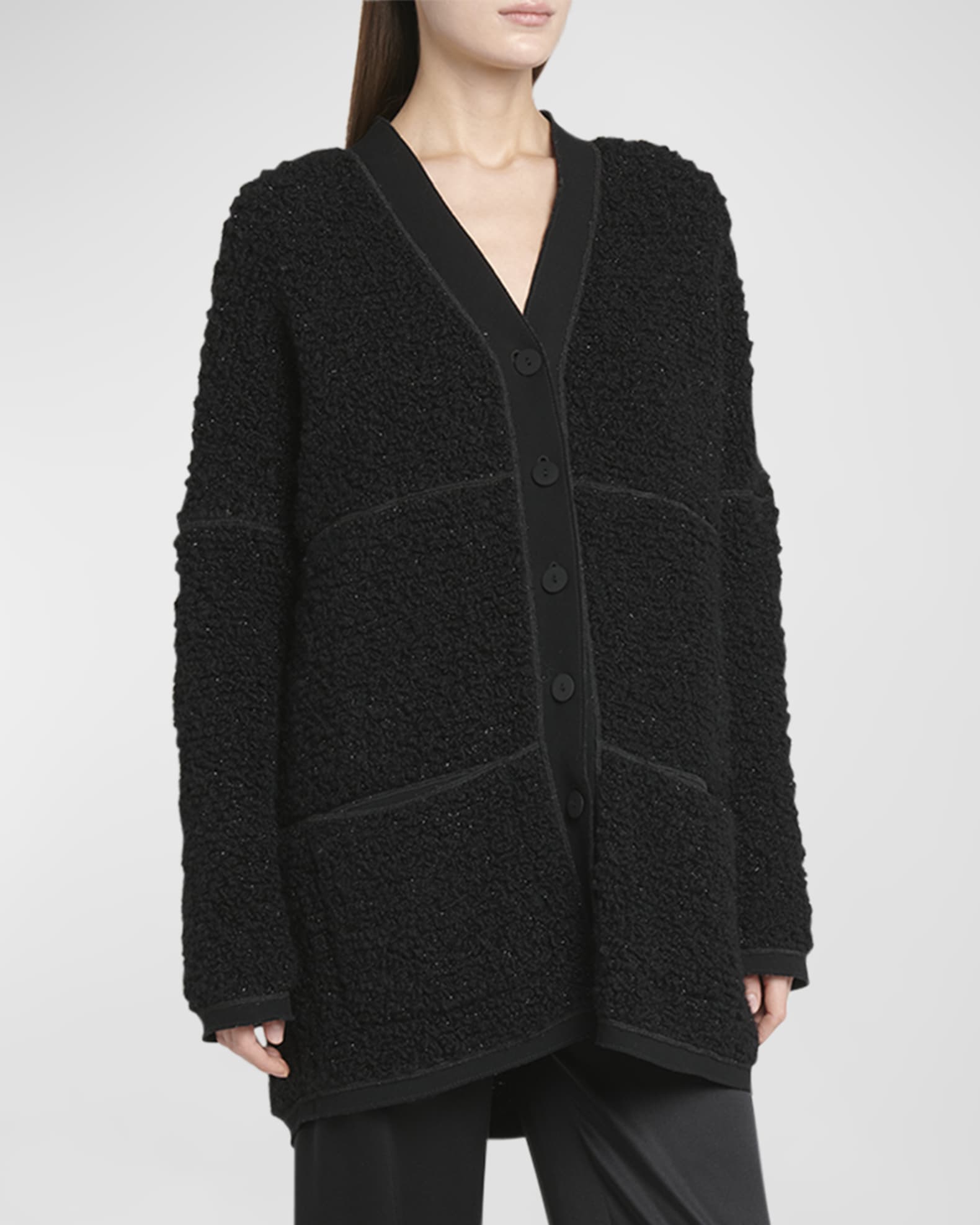 信頼も高い Boucle Lurex Oversize Knit Cardigan トップス