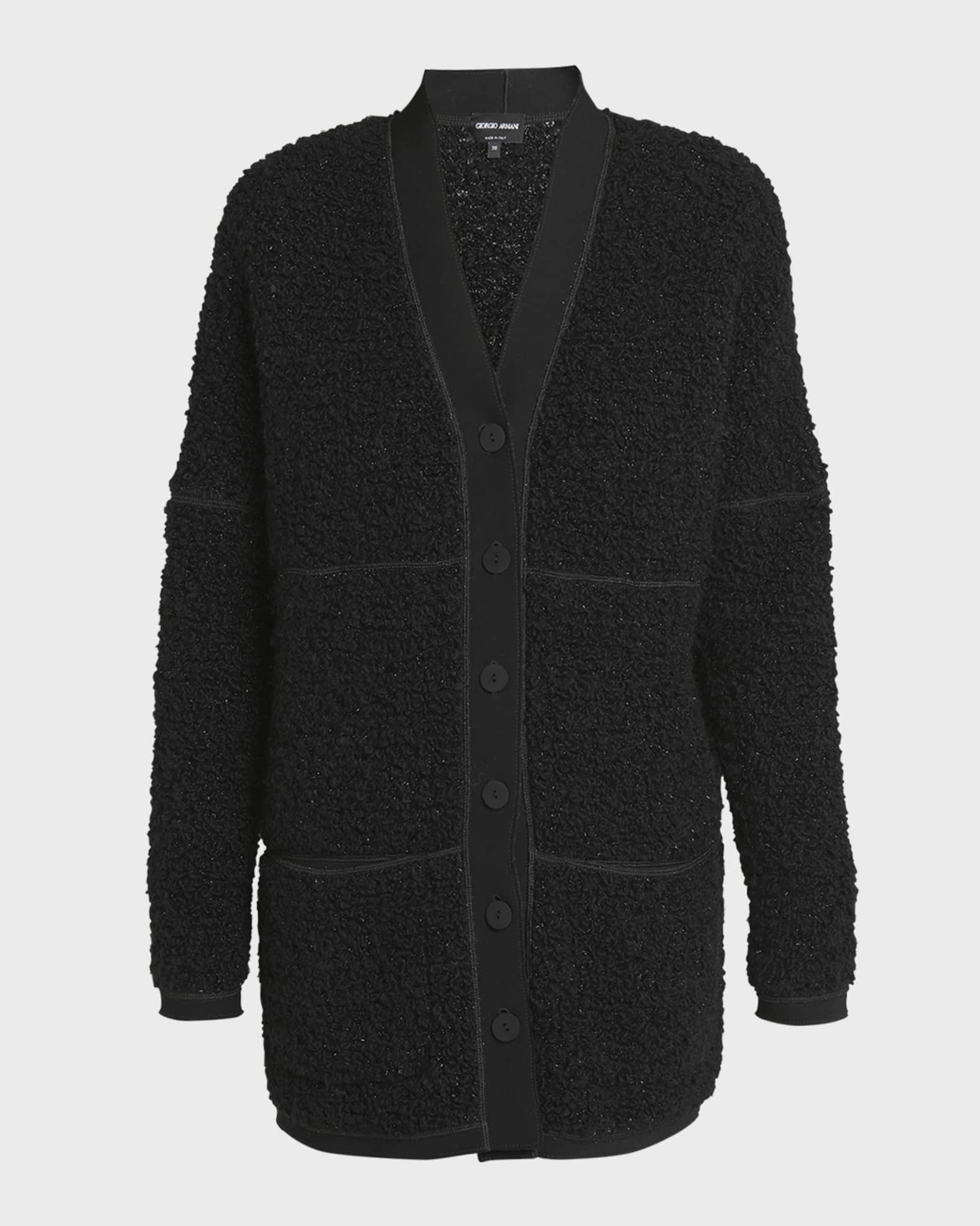 Boucle Lurex Oversize Knit Cardigan