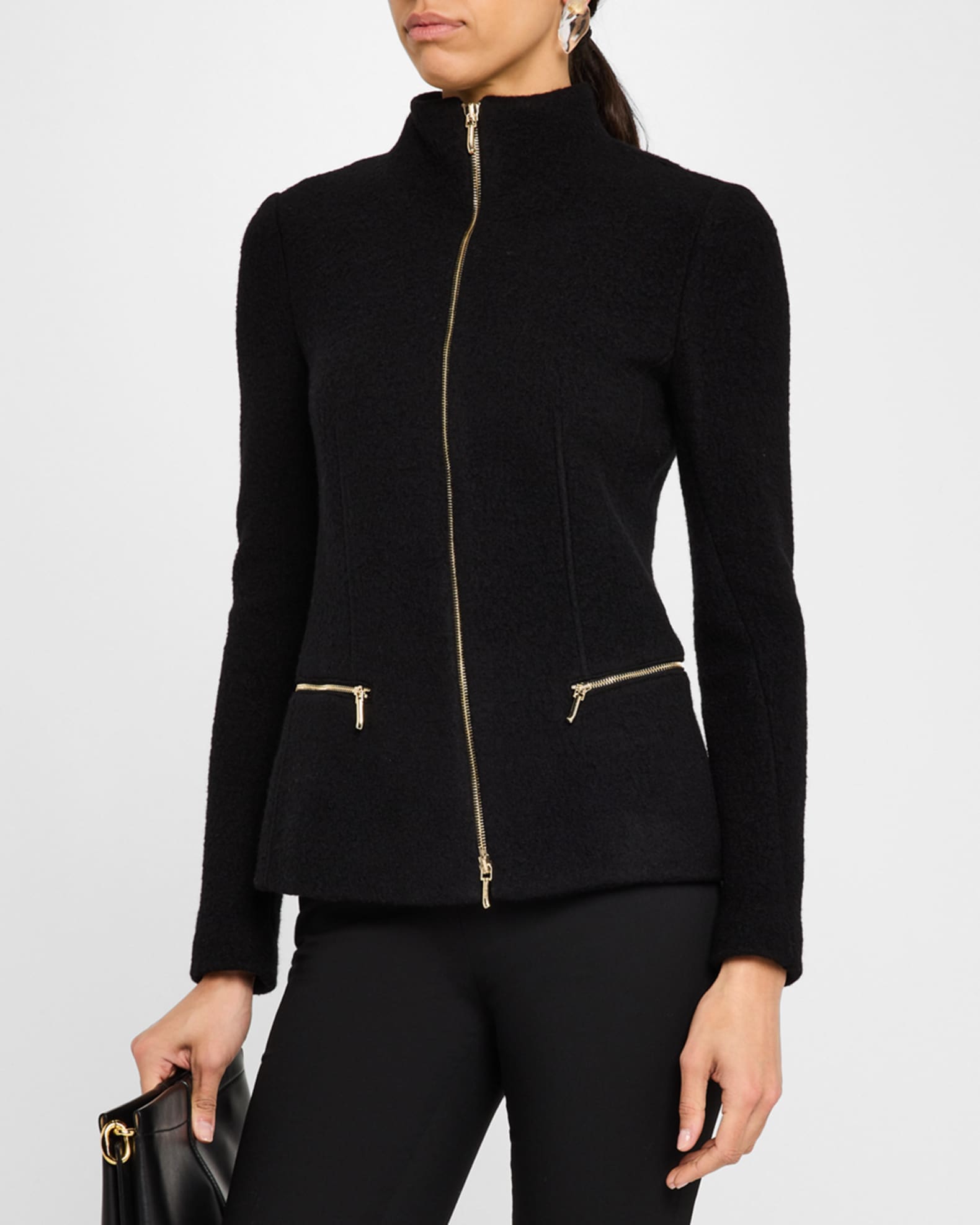 Giorgio Armani Cashmere-Blend Zip-Front Knit Jacket | Neiman