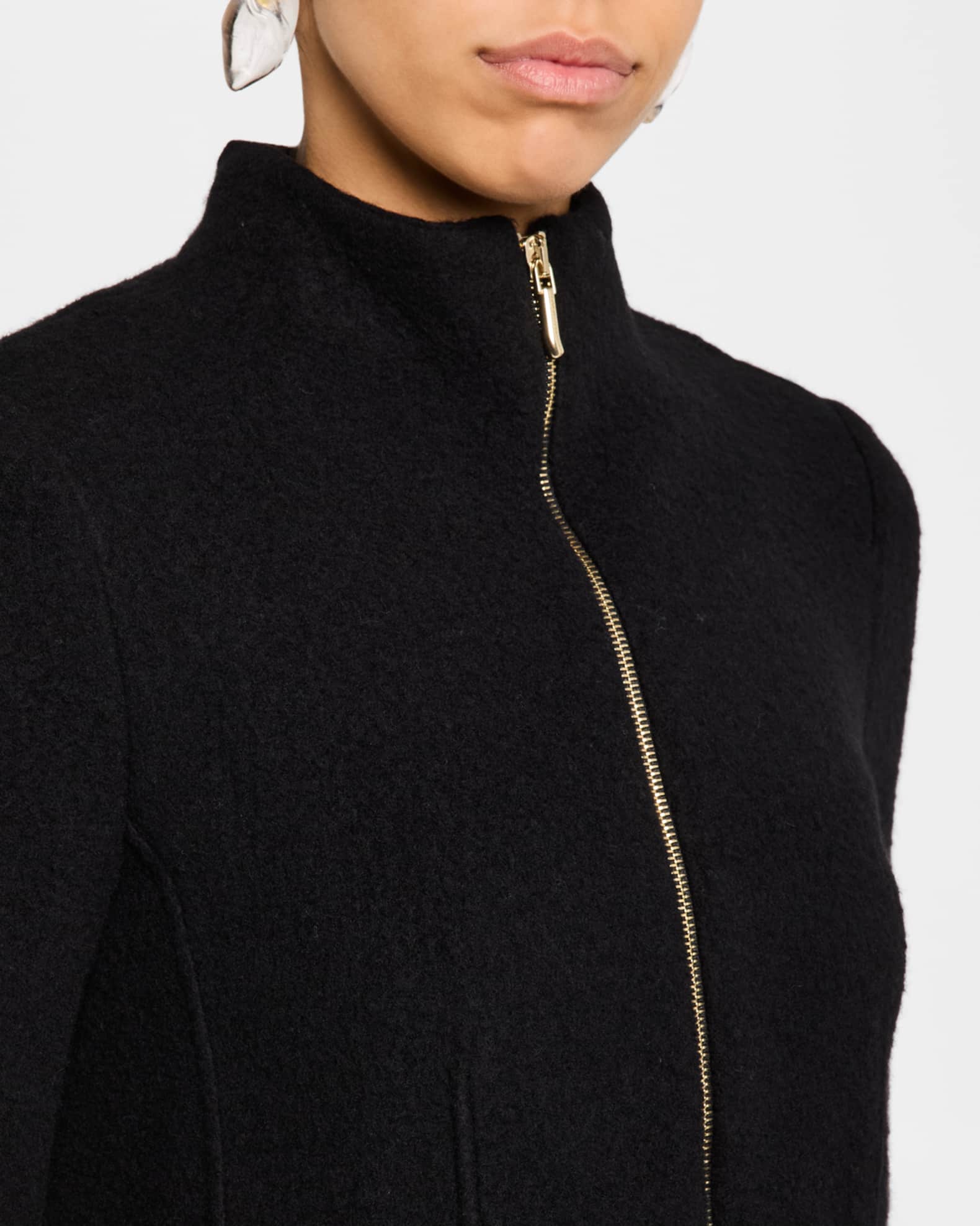 Cashmere-Blend Zip-Front Knit Jacket