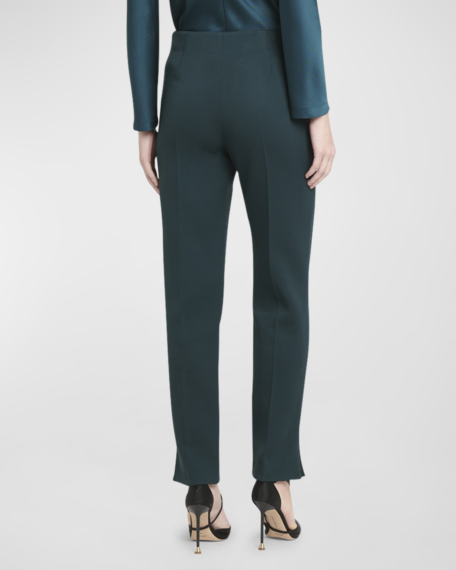 ARMANI Womens Beige Stretch Zippered Pocketed Cropped Wear To Work Straight leg Pants