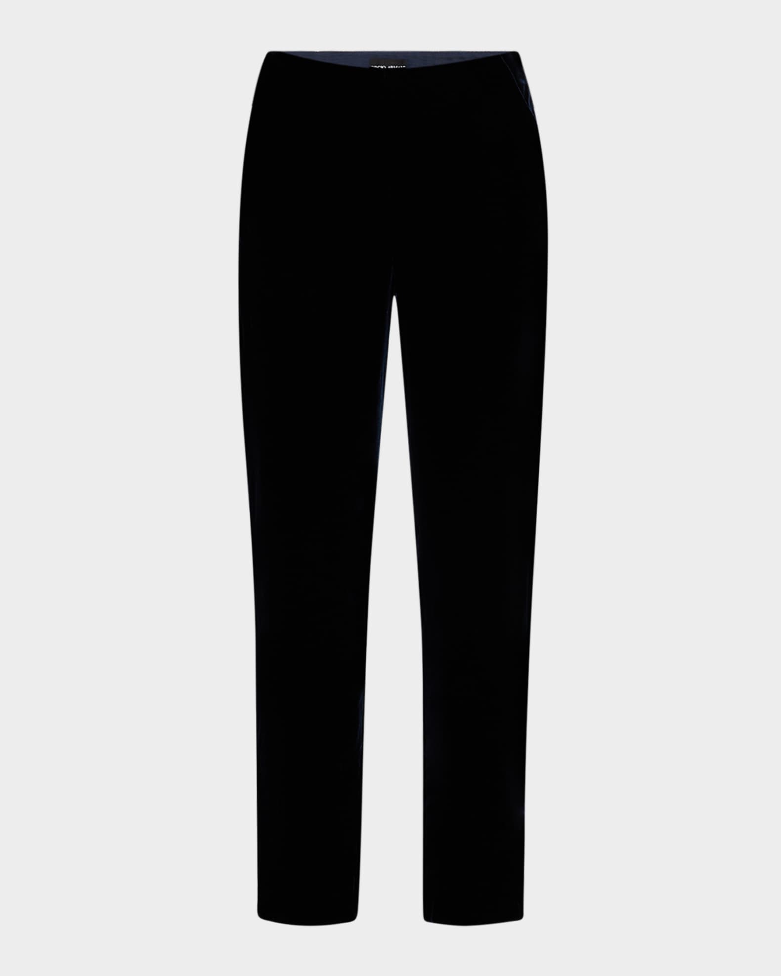 Black velvet slim leg trousers shop