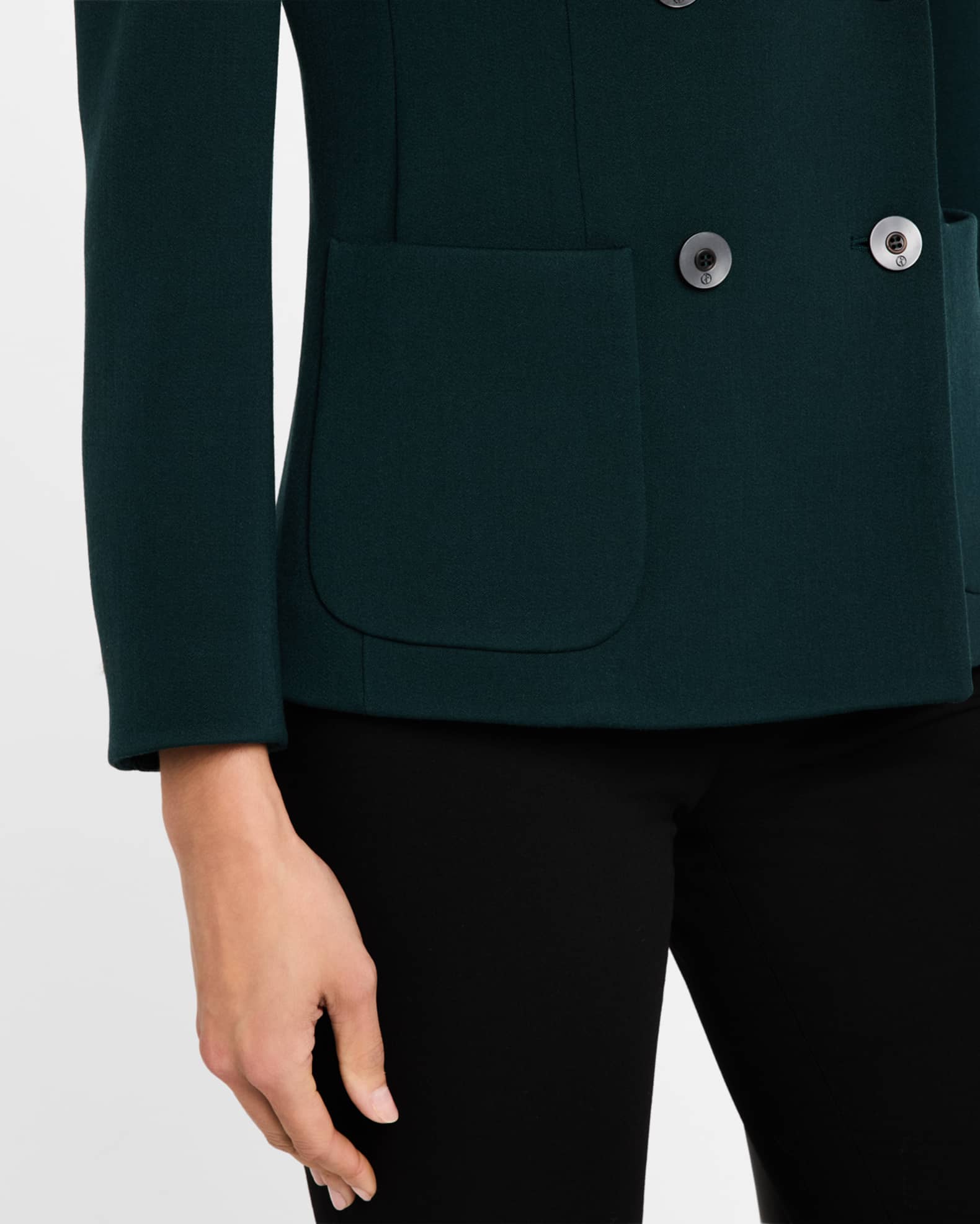 Giorgio Armani Double-Breasted Stretch Wool Blazer Jacket