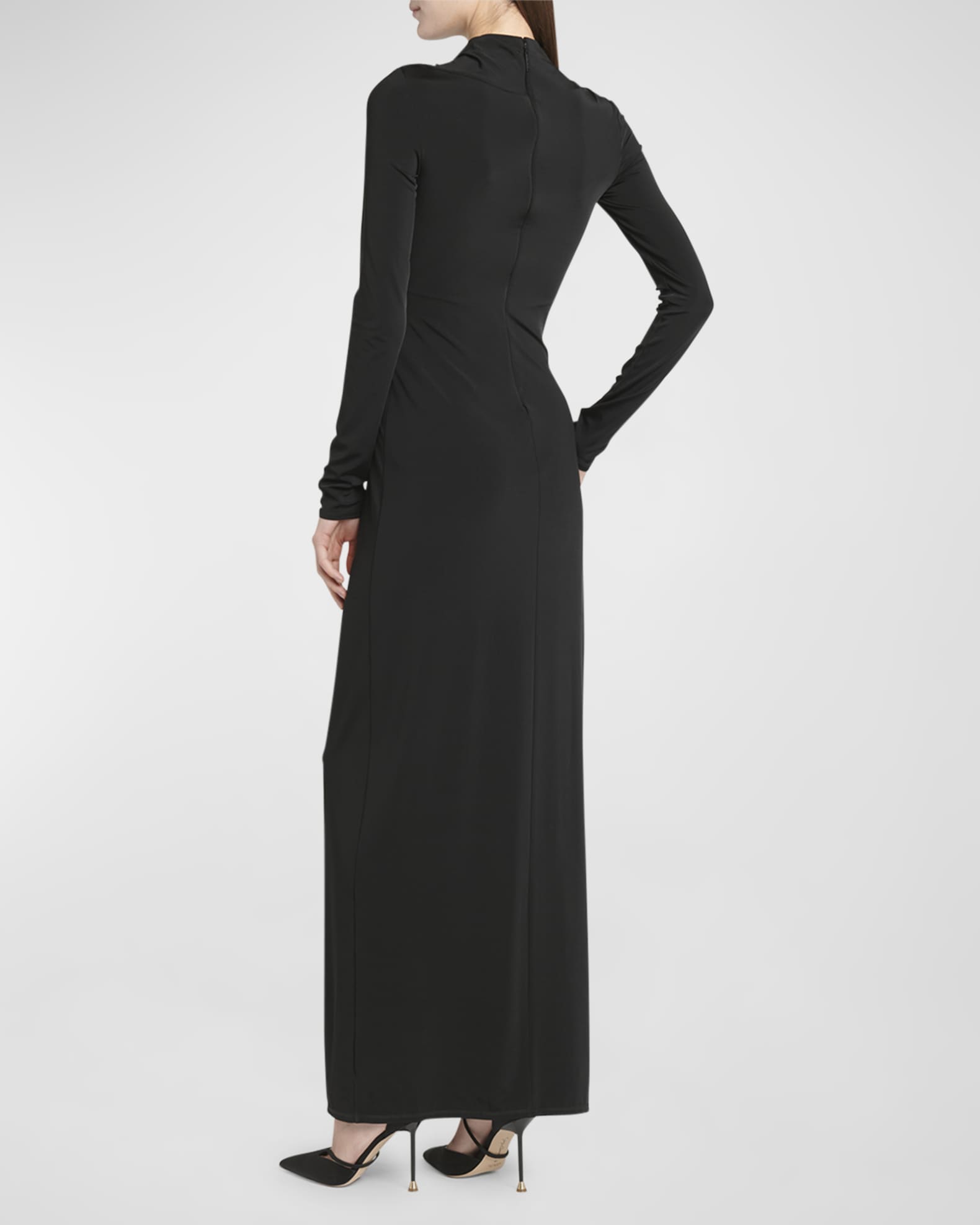 green emerald velvet dress Armani Collezioni Women's Black Halter Top Gown