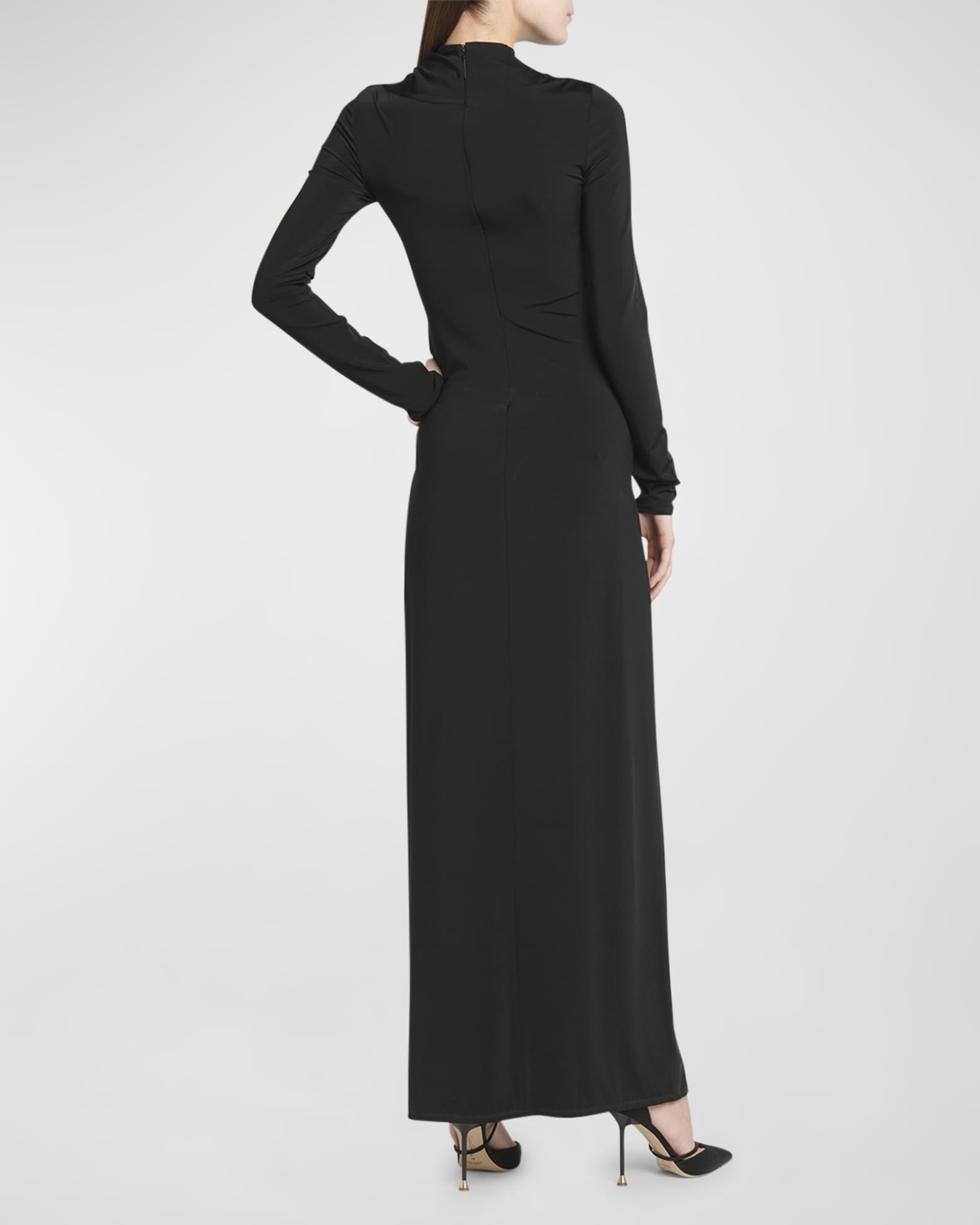 Giorgio Armani Jersey Column Gown with Beaded Floral Hip Detail