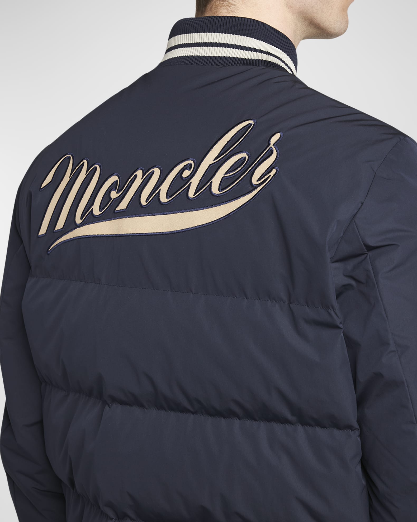 Moncler Men's Lateltin Padded Varsity Bomber Jacket | Neiman Marcus