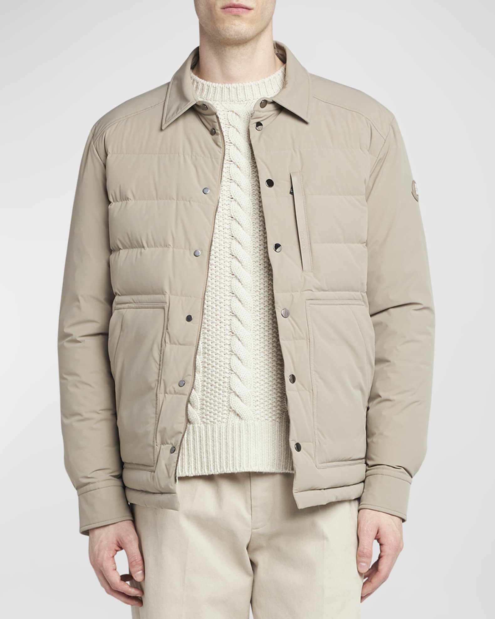 Moncler Men's Bassies Quilted Down Shirt Jacket | Neiman Marcus