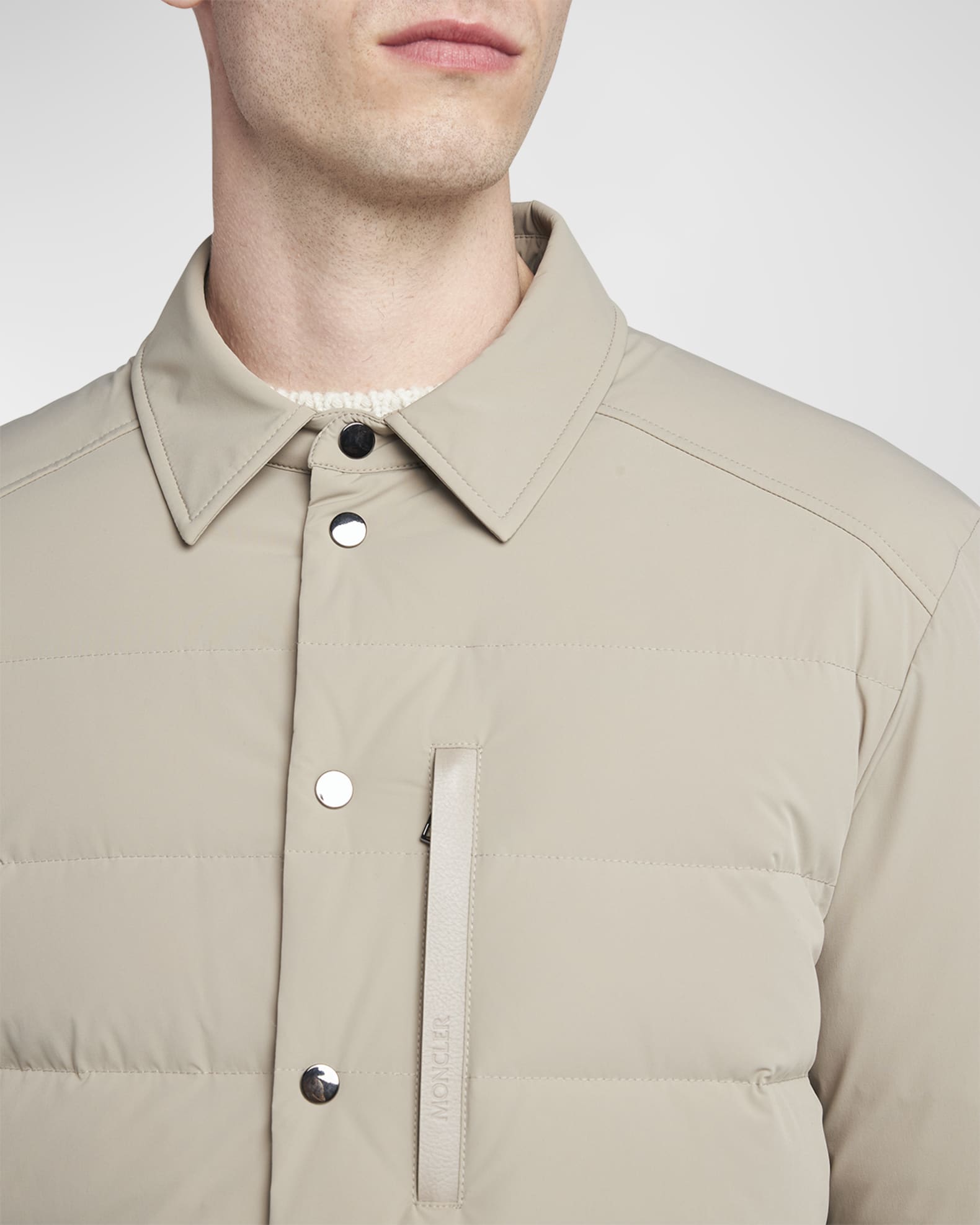 Moncler Men's Bassies Quilted Down Shirt Jacket | Neiman Marcus